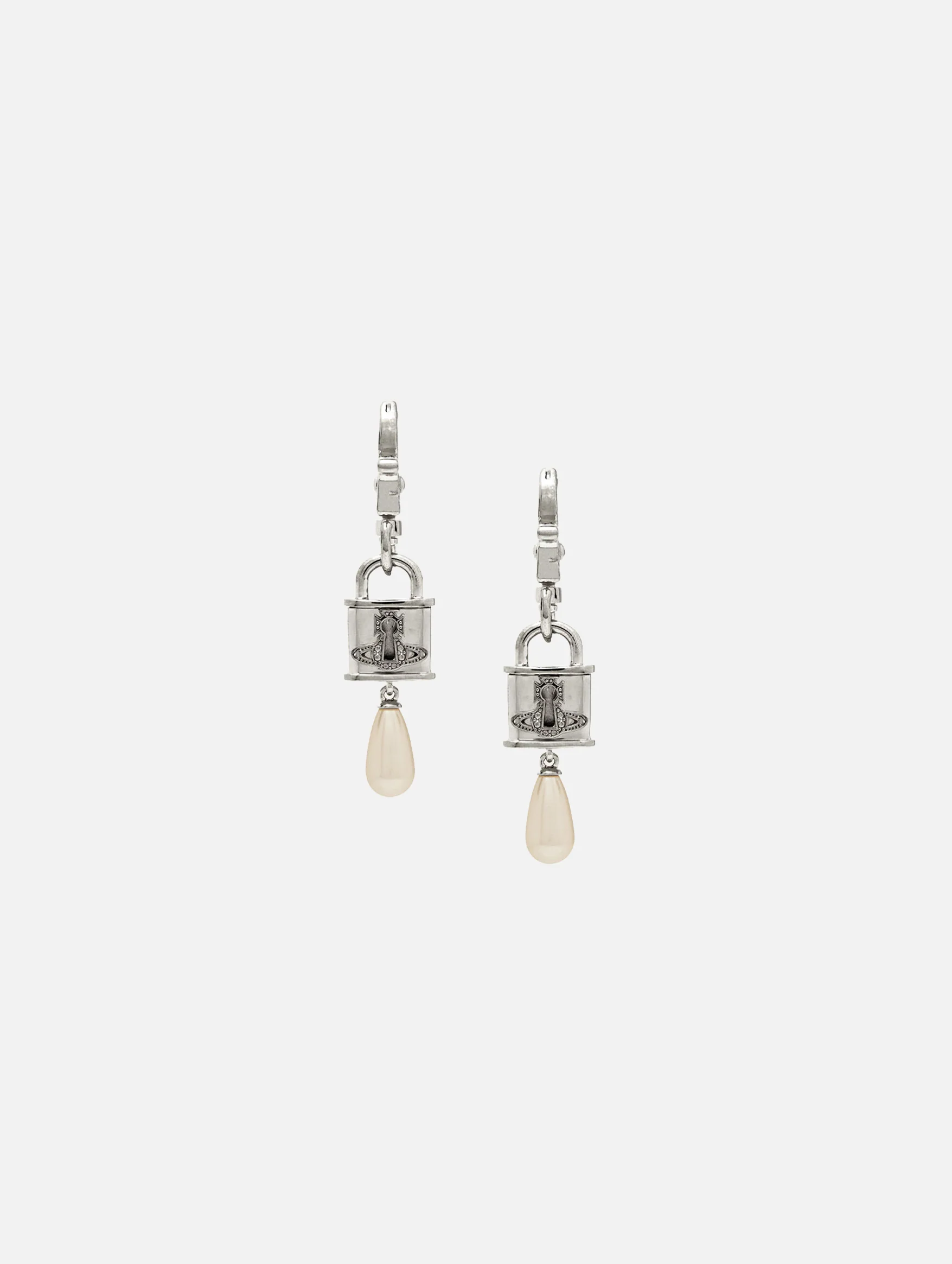 Celestia Small Earrings in Platinum Cream Rose Pearl - Image 2