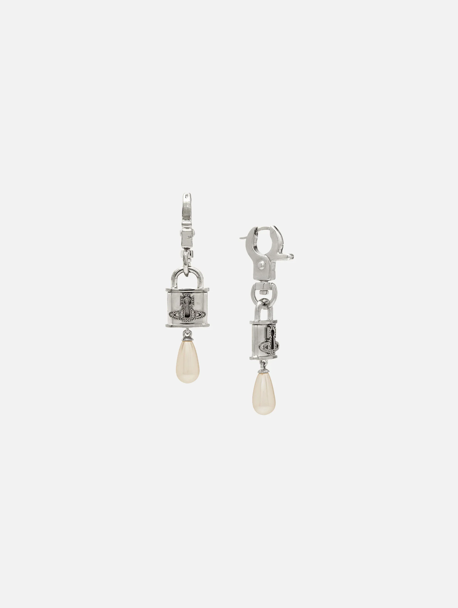 Celestia Small Earrings in Platinum Cream Rose Pearl - Image 3