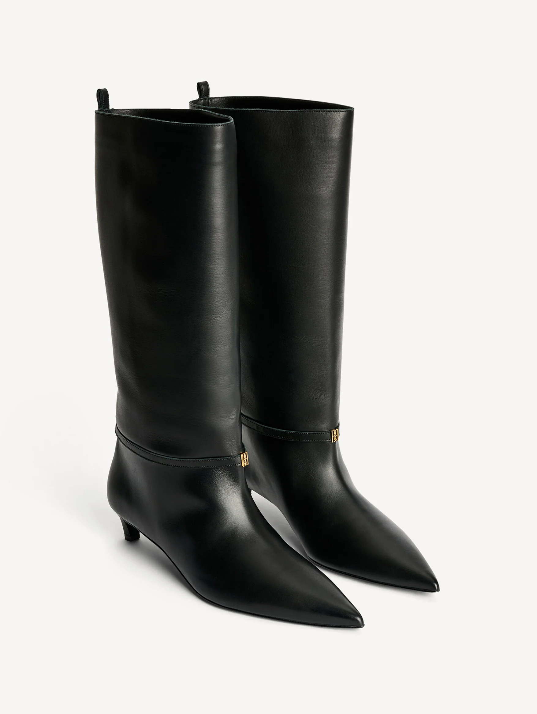 Ceras Knee-High Leather Boots in Black - Image 3