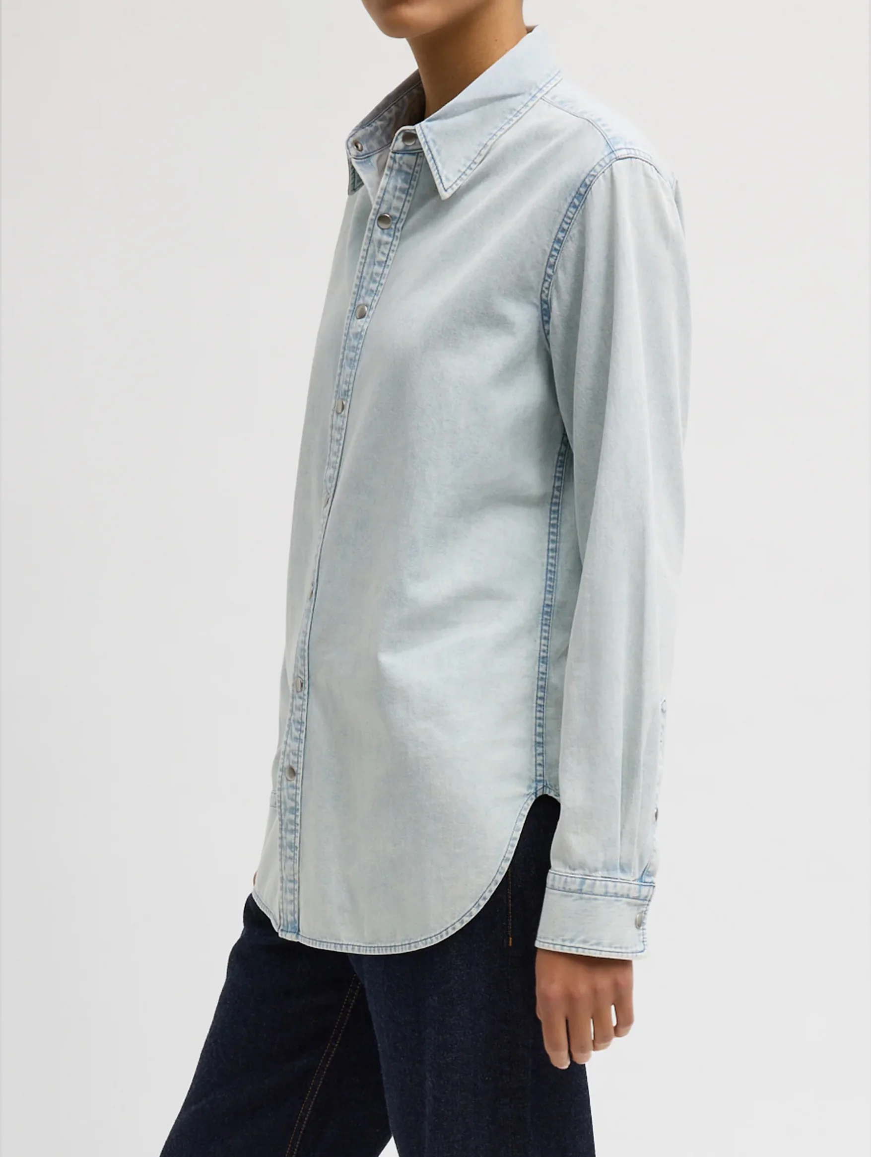 Charlie Men's Slim Denim Shirt in Bleached Denim - Image 2