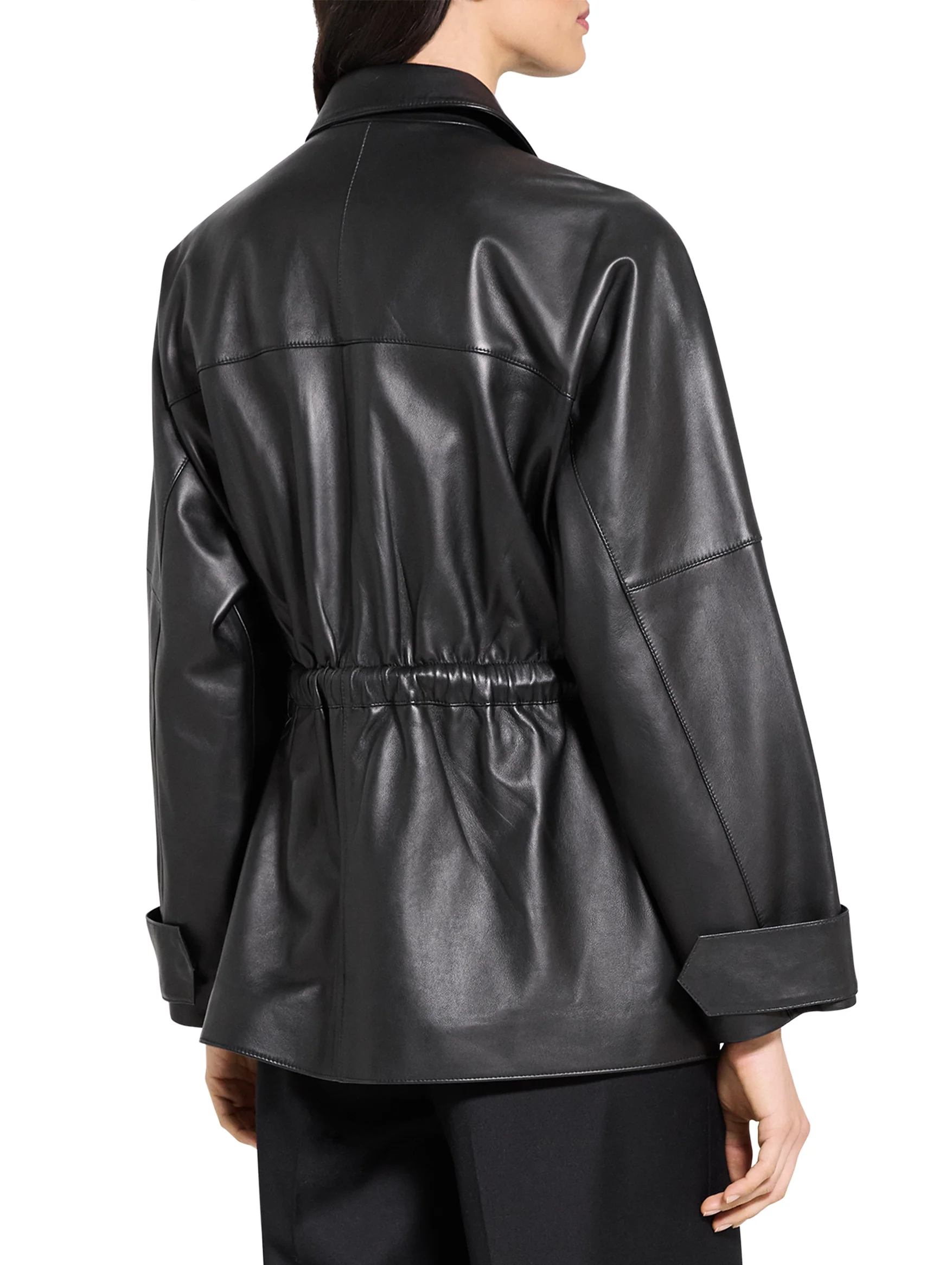 Cinch Zip Leather Jacket in Black - Image 5