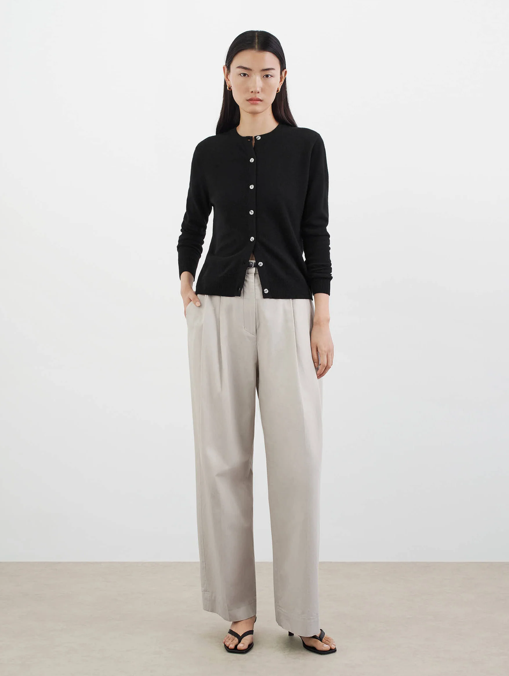Classic Cashmere Cardigan in Black - Image 3