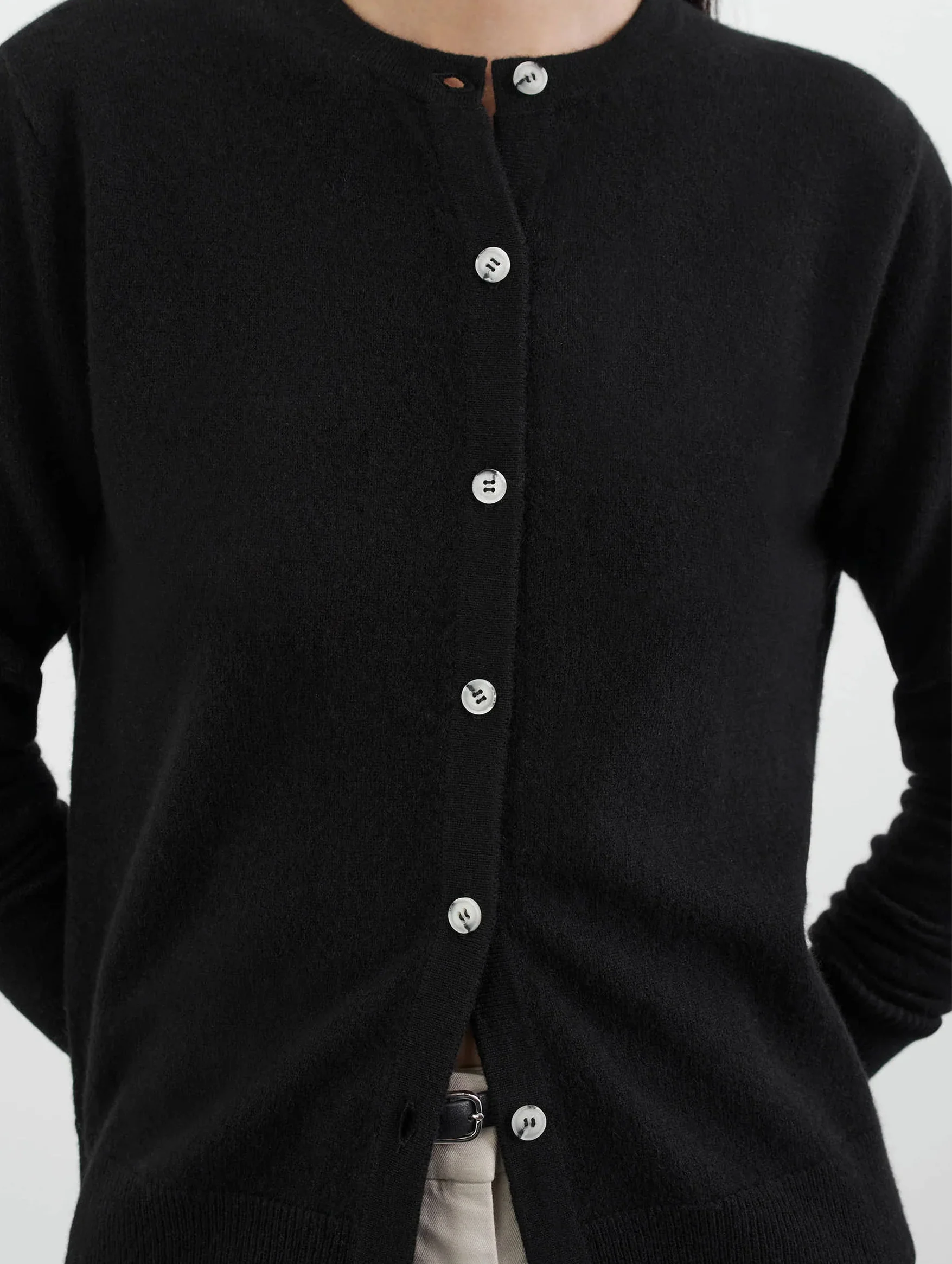 Classic Cashmere Cardigan in Black - Image 4