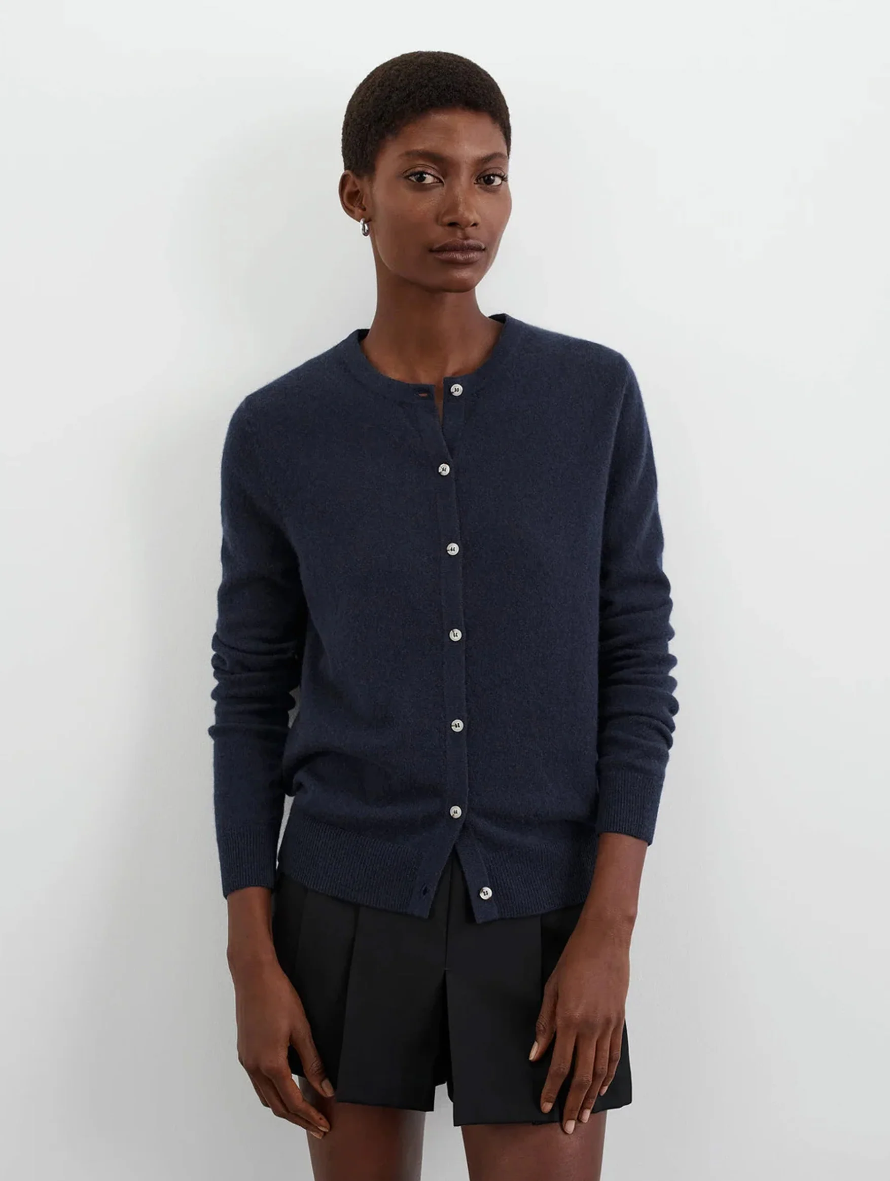 Classic Cashmere Cardigan in Navy - Image 2