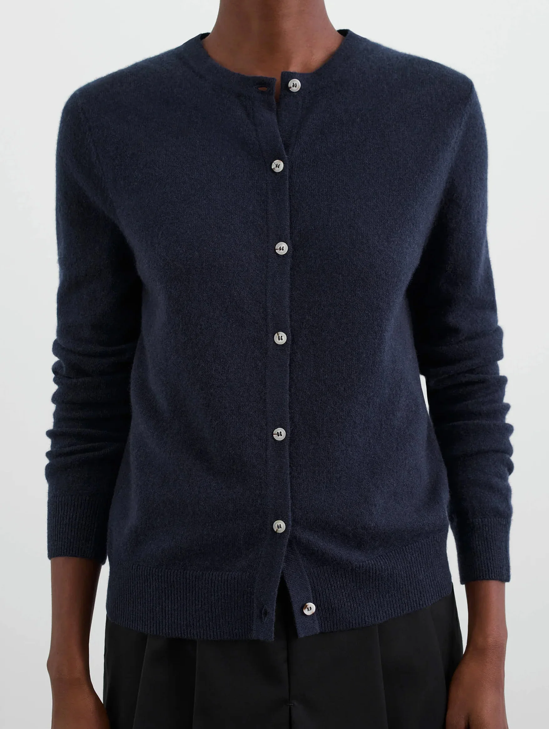 Classic Cashmere Cardigan in Navy - Image 4