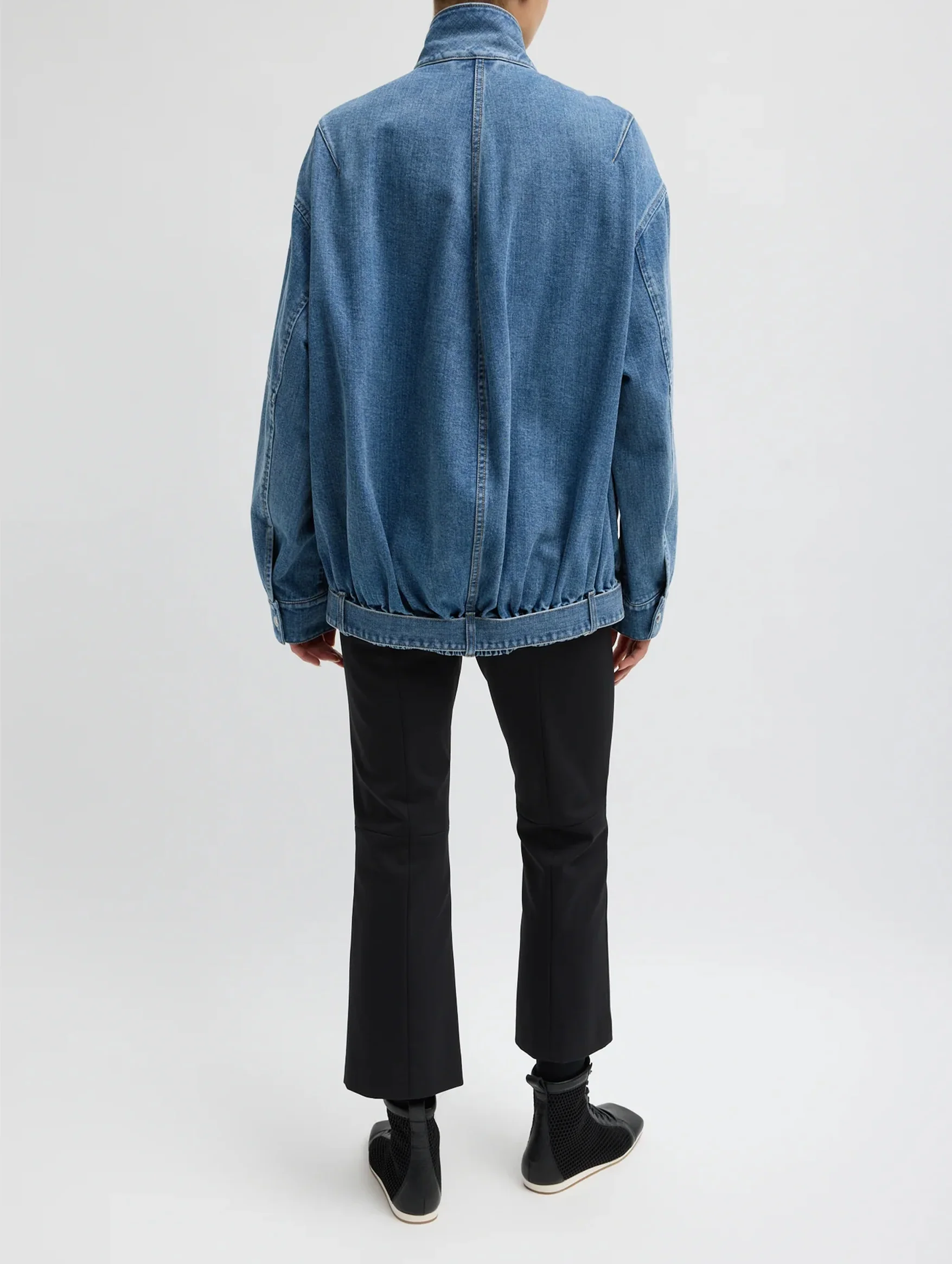 Classic Denim Moto Bomber in Classic Blue - Image 4