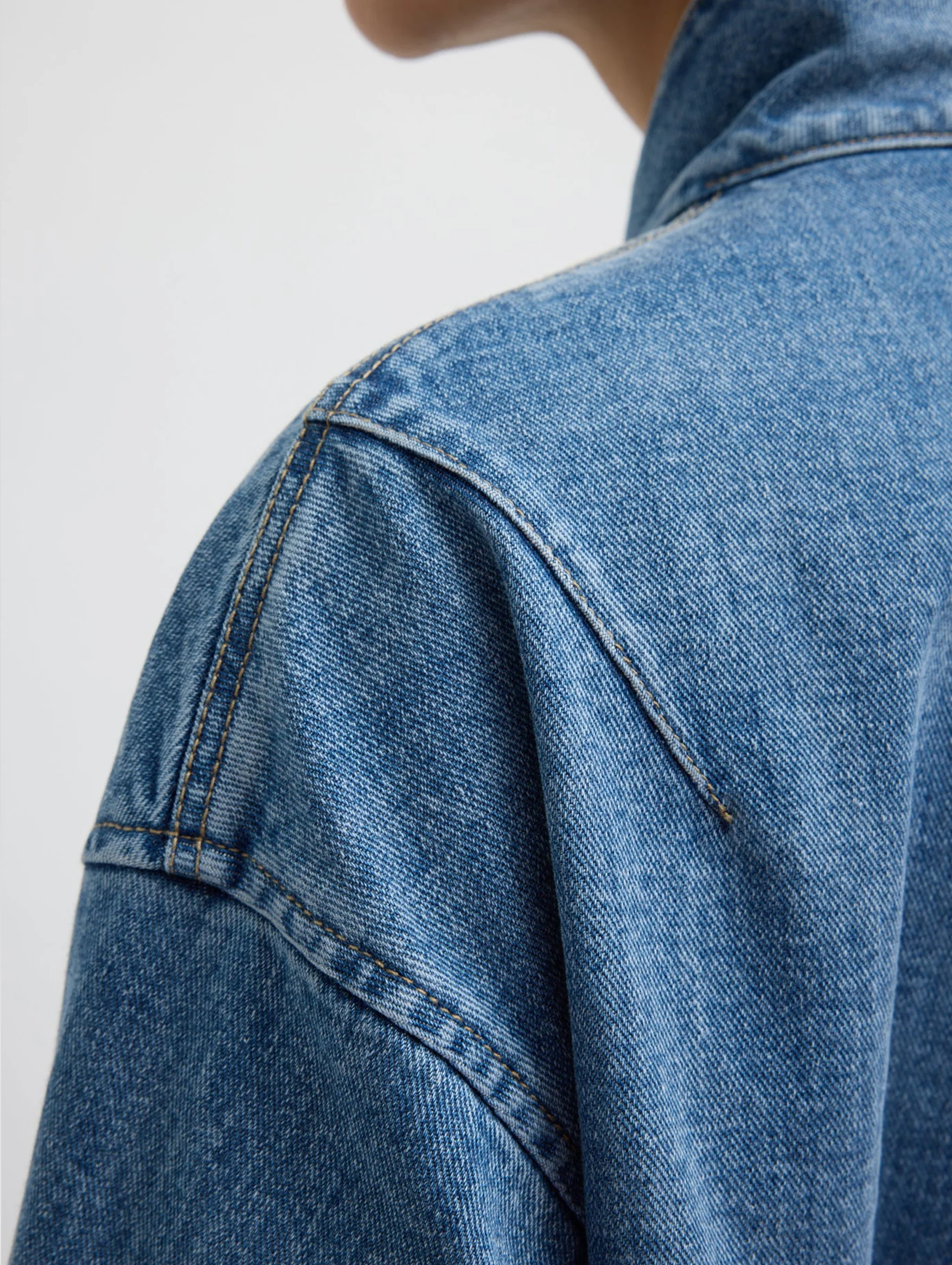 Classic Denim Moto Bomber in Classic Blue - Image 5