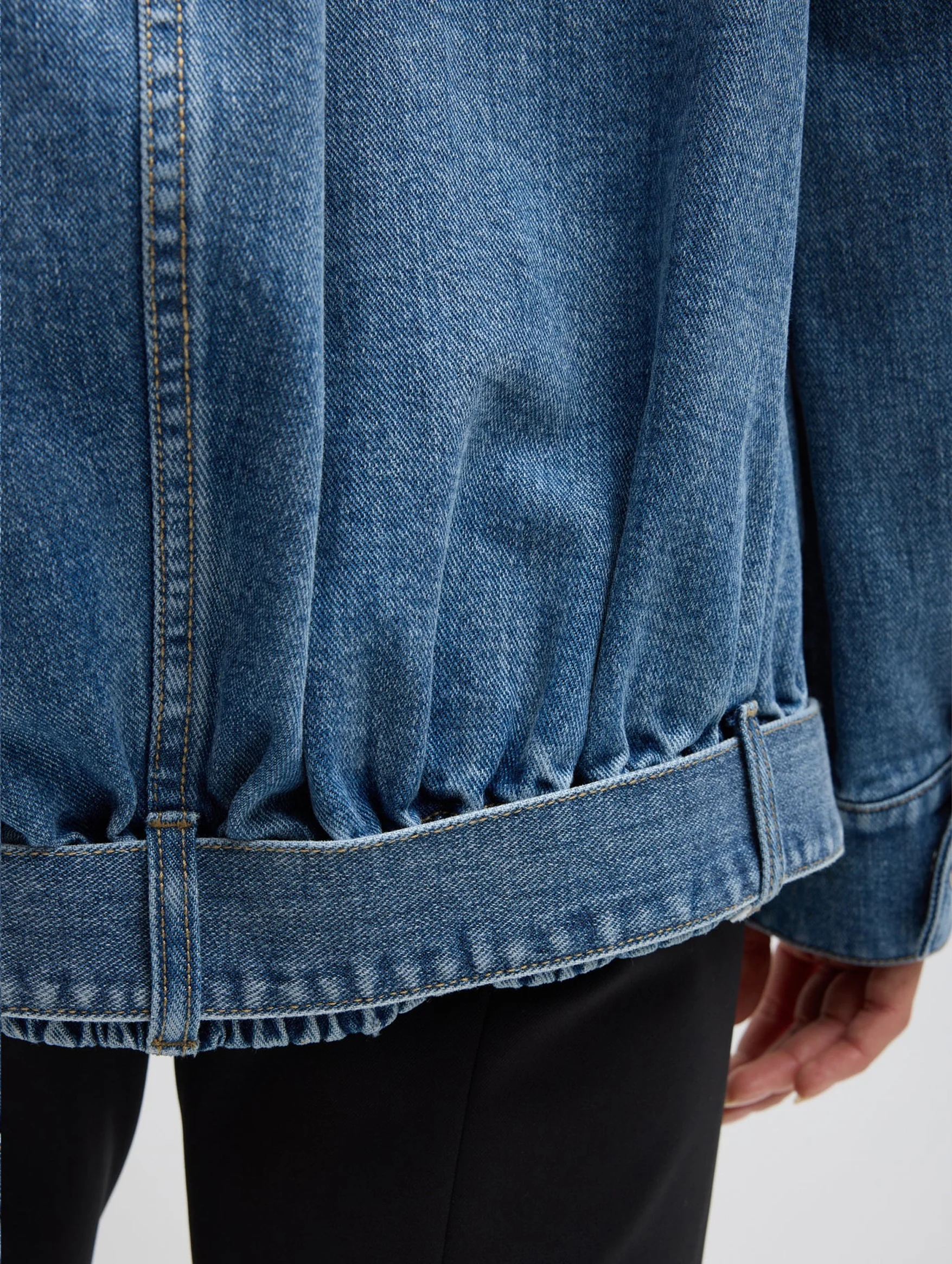 Classic Denim Moto Bomber in Classic Blue - Image 7