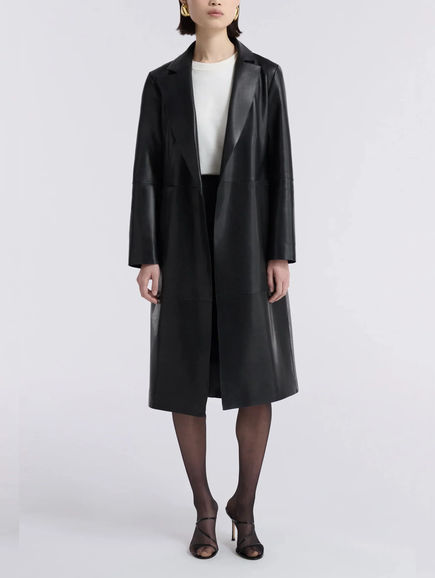 Claude Leather Coat in Noir Classique - Image 2
