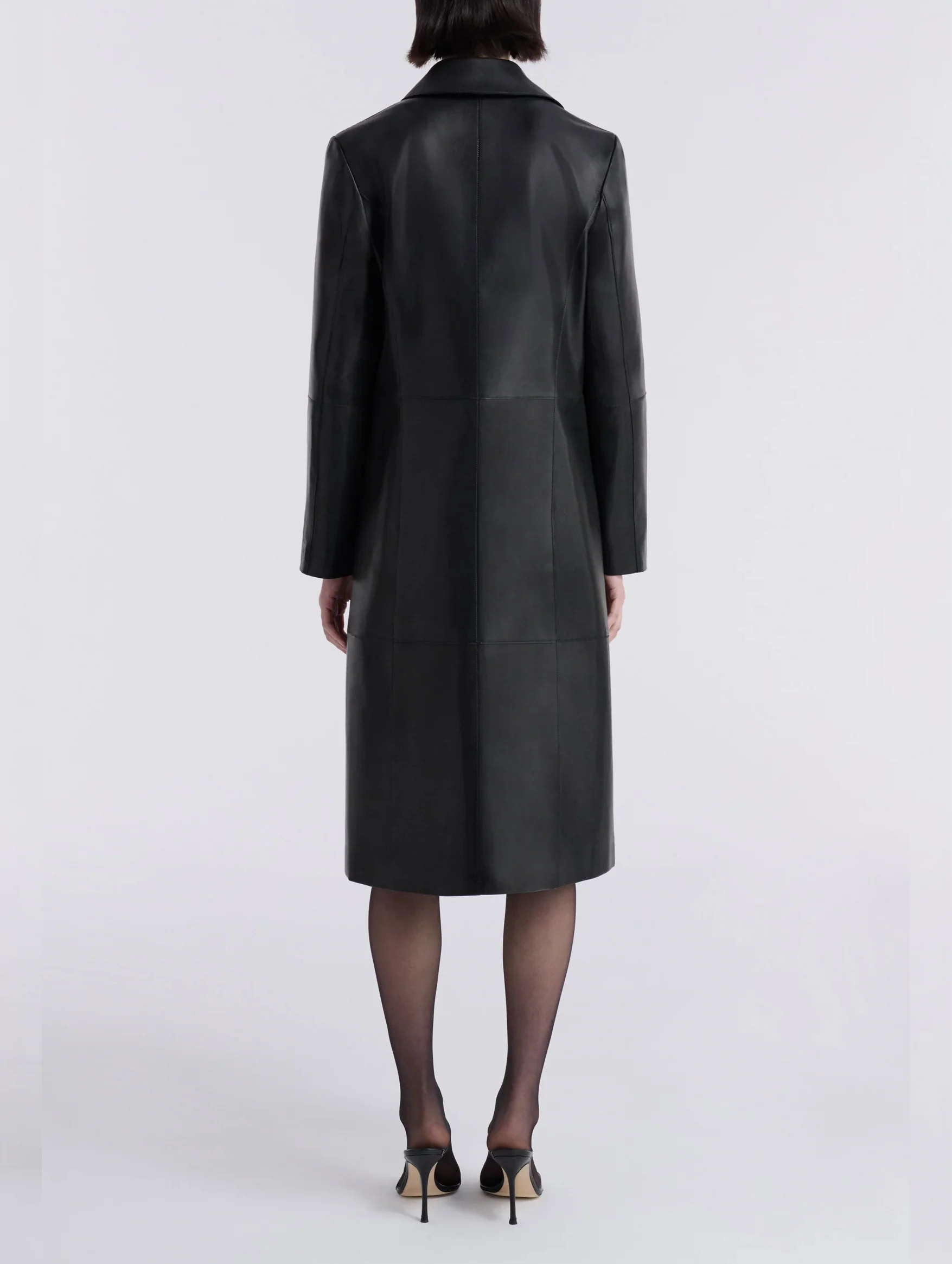 Claude Leather Coat in Noir Classique - Image 4