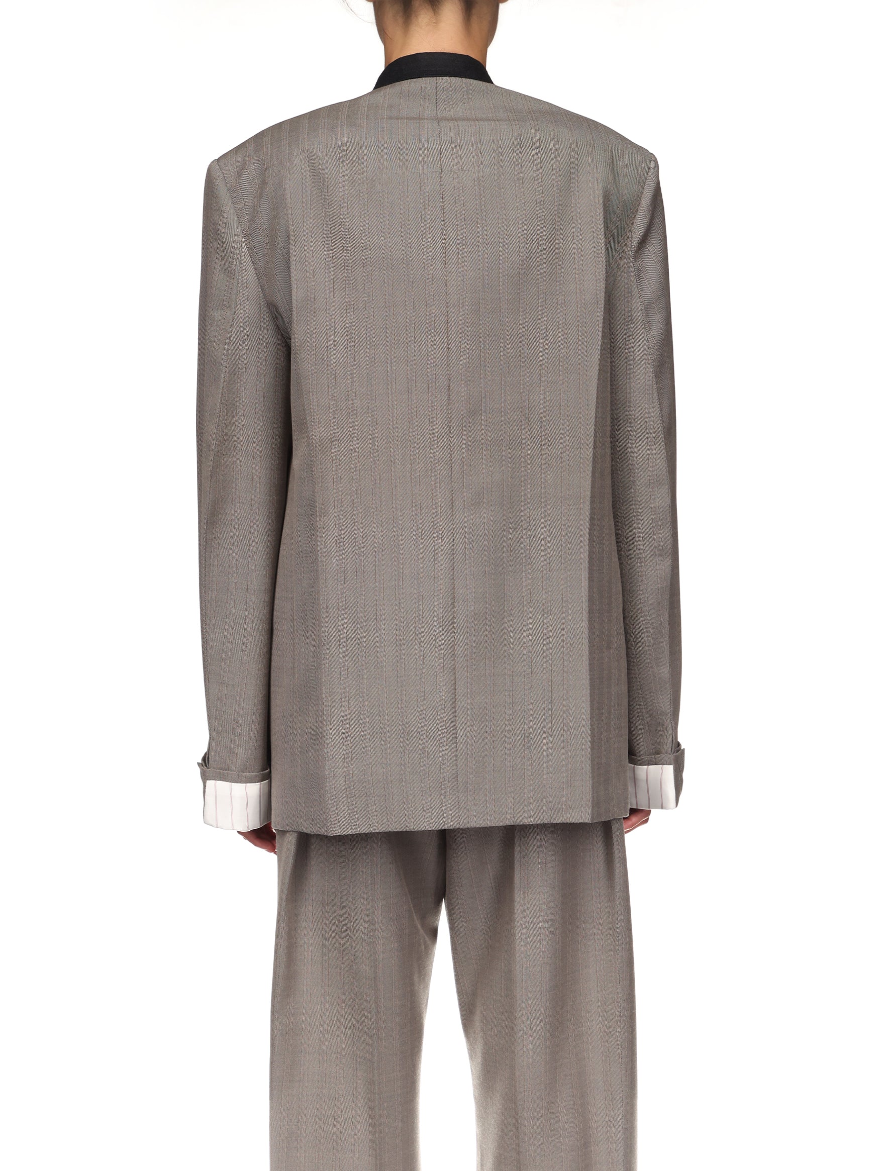 Collarless Jacket in Nickel - Image 4