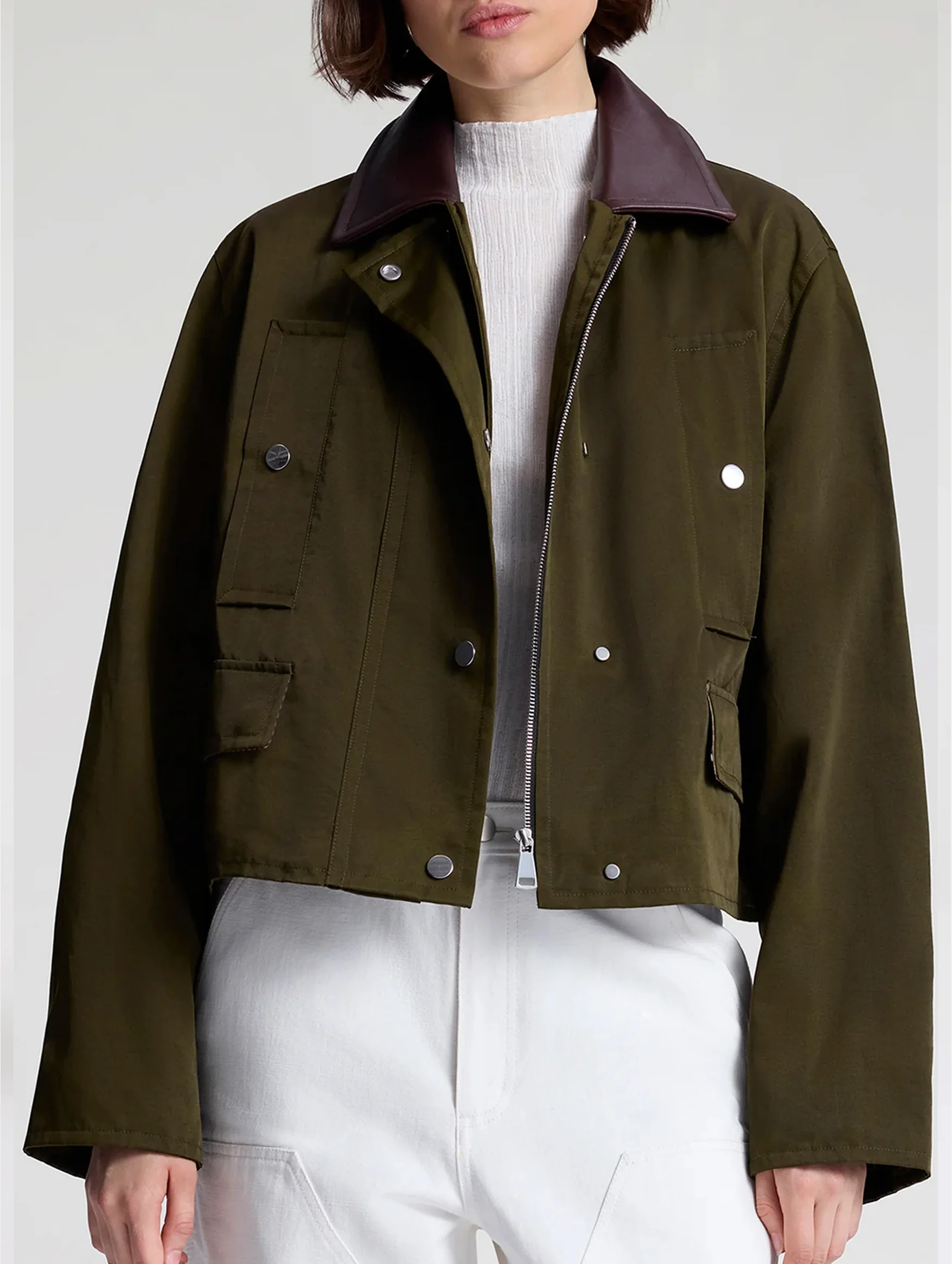 Colton Oil Cloth Jacket in Military Green - Image 4