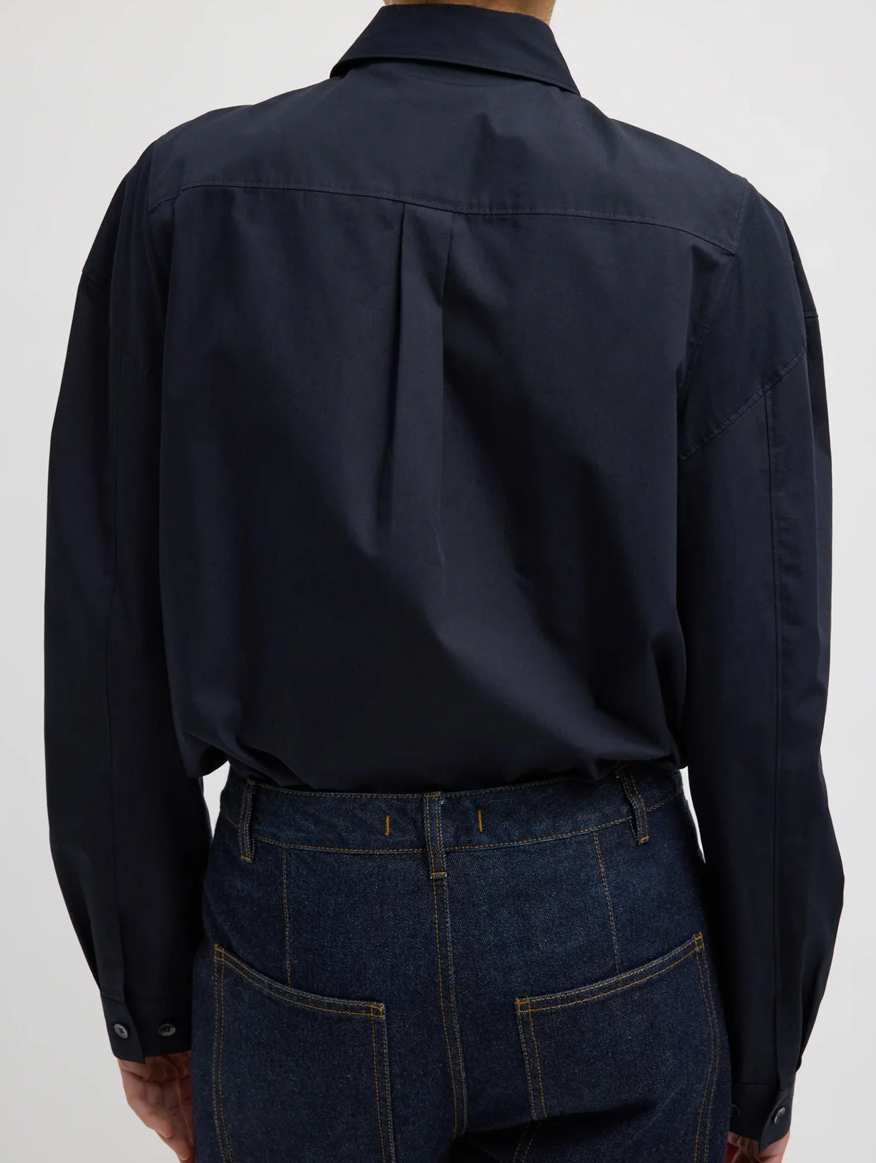 Compact Eco Poplin Hinged Shirt in Navy - Image 3