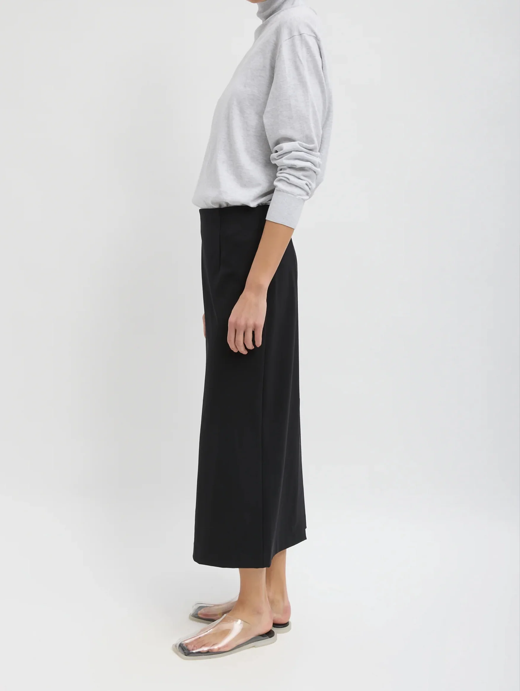 Compact Ultra Stretch Knit Pencil Skirt in Black - Image 4