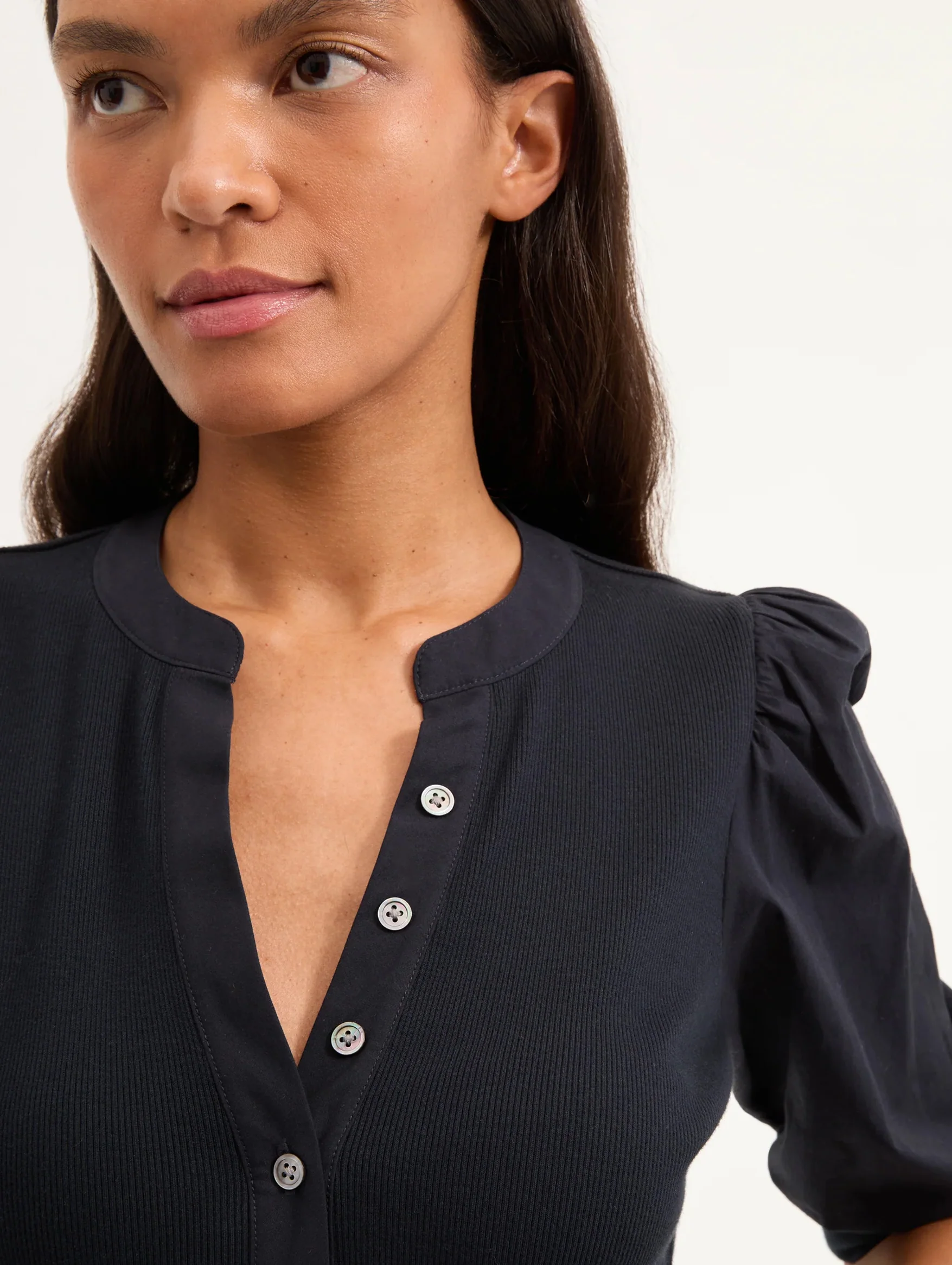 Coralee Puff Sleeve Tee in Navy - Image 4