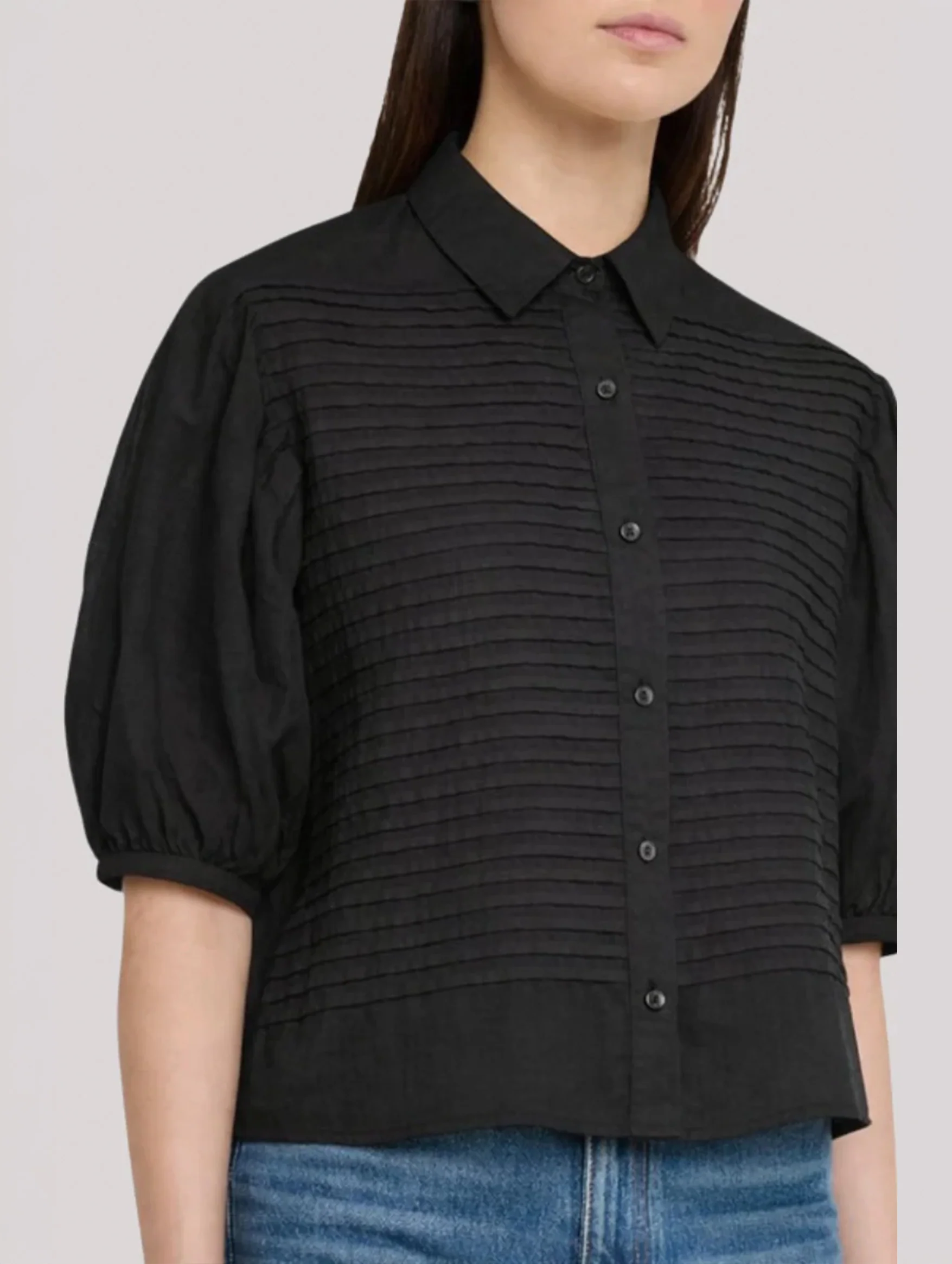Cordelia Button Up Top in Noir - Image 3