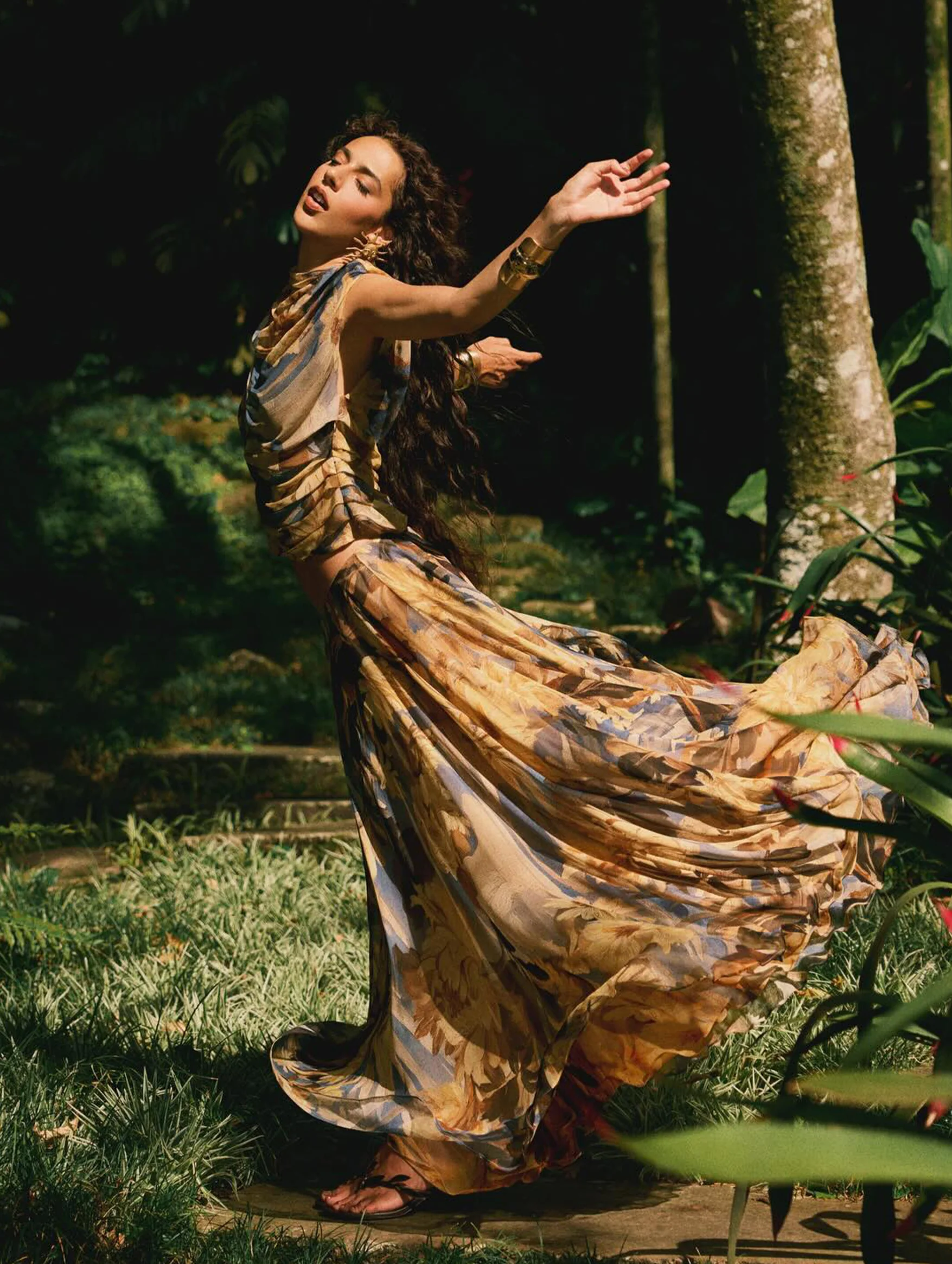 Cosmea Silk Skirt in Wild Dahlia - Image 6