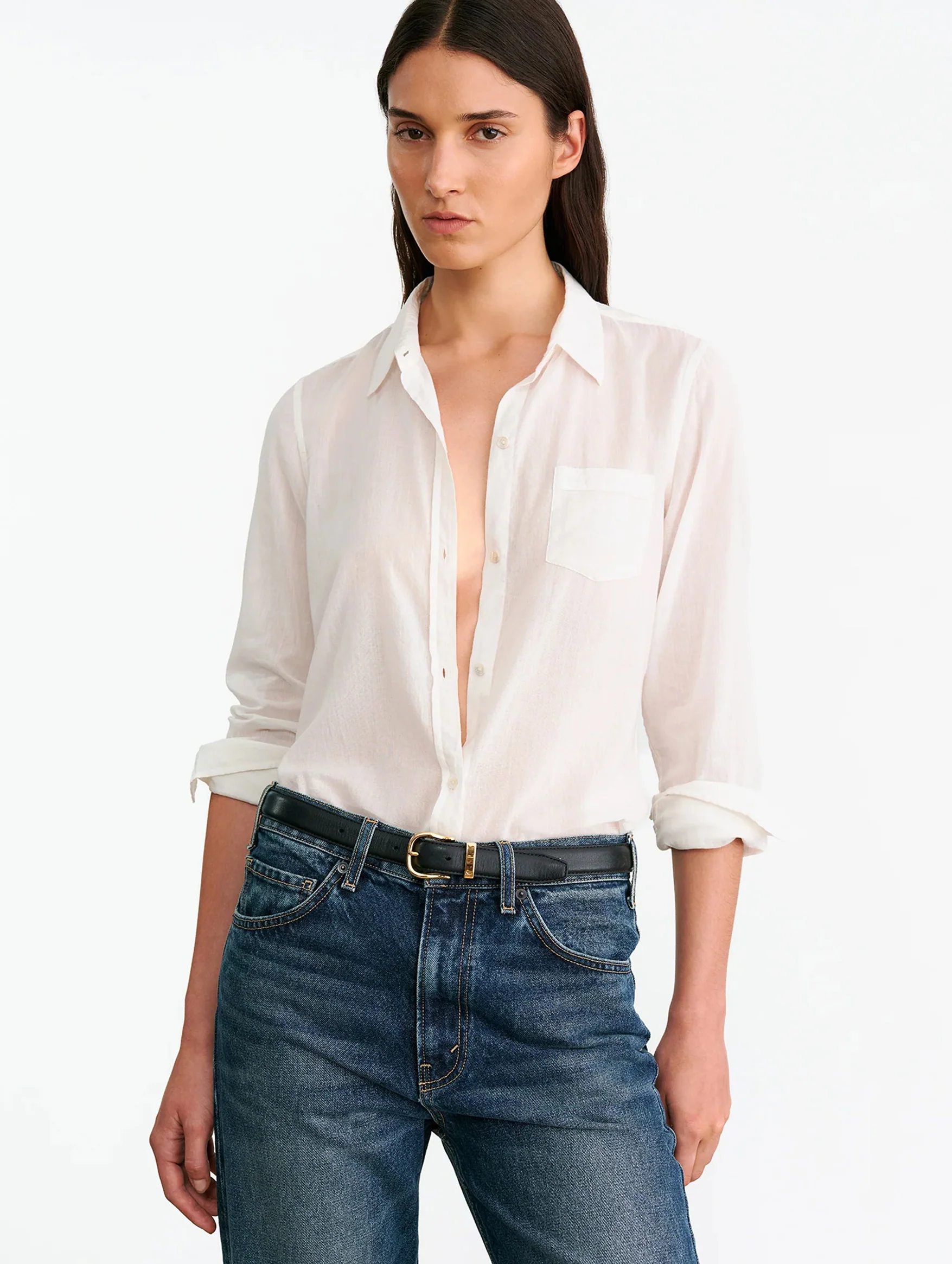 Cotton Voile NL Shirt in White - Image 3