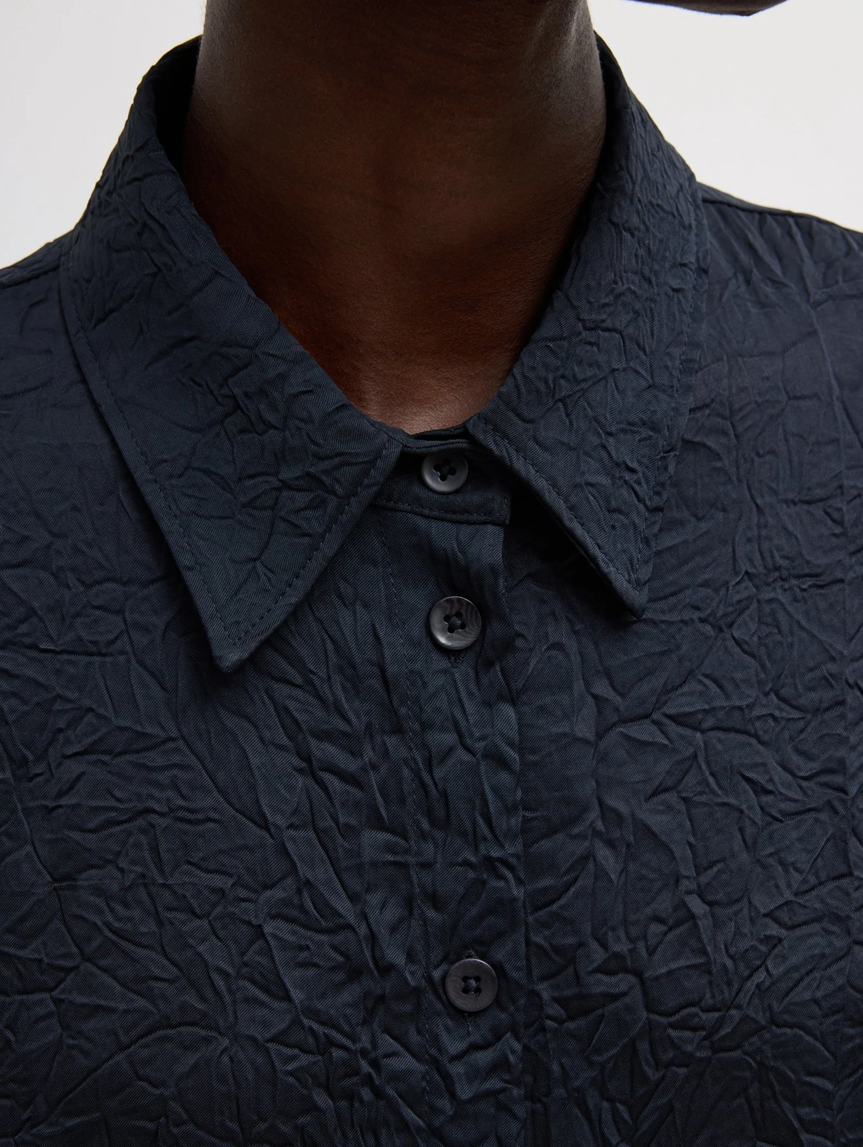 Crinkle Shirting Oversized Shirt in Midnight Navy - Image 5