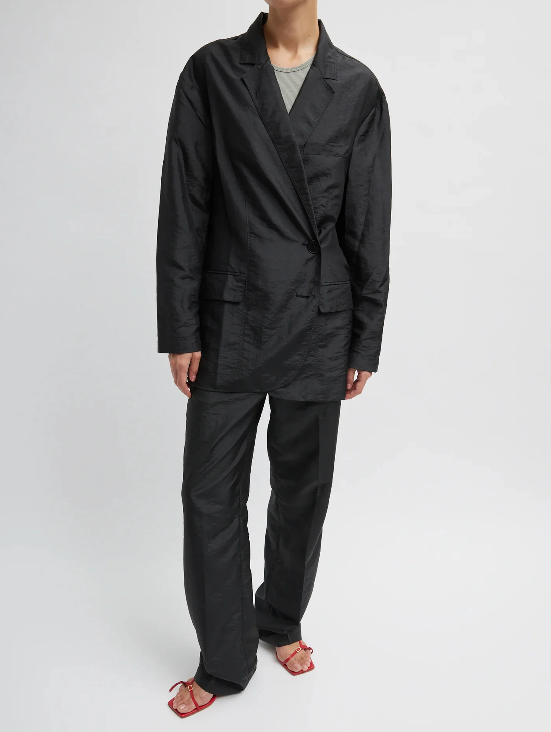 Crispy Nylon Liam Blazer in Black - Image 3