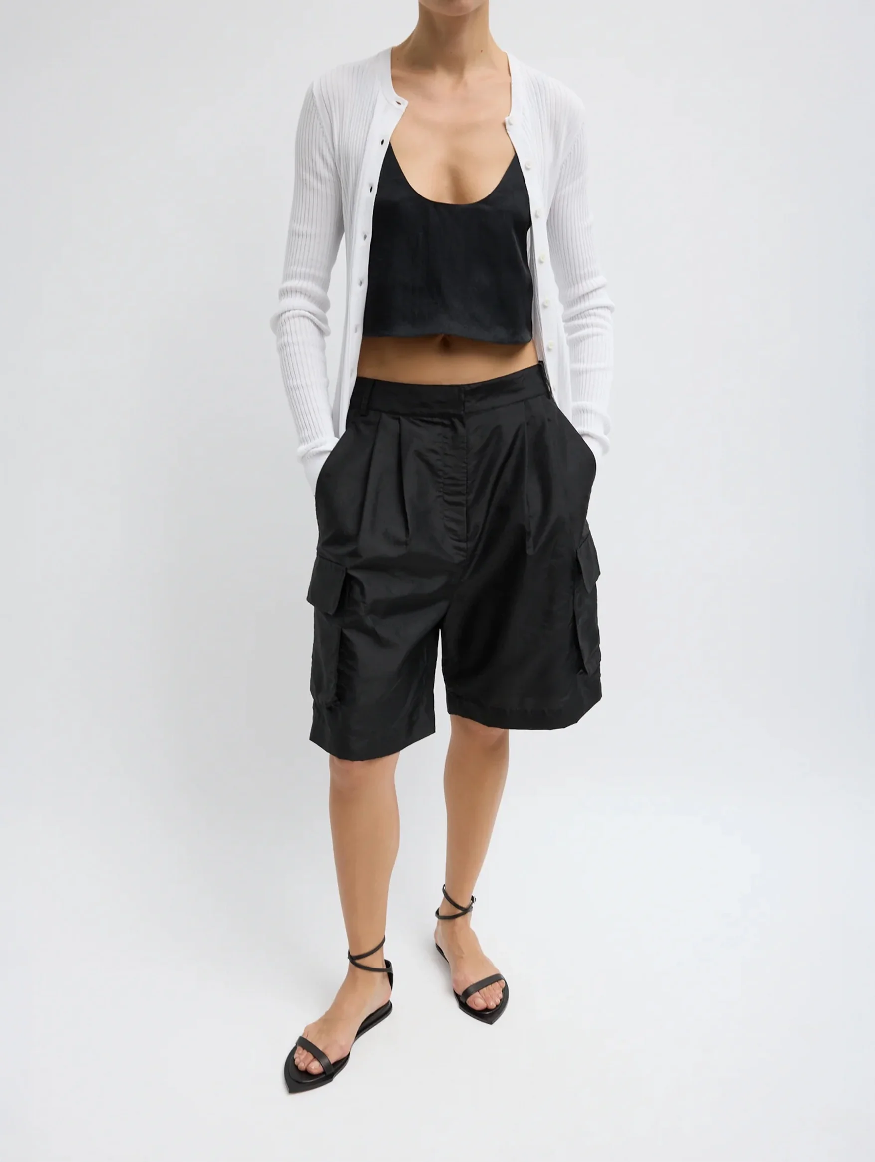 Crispy Nylon Stella Short in Black