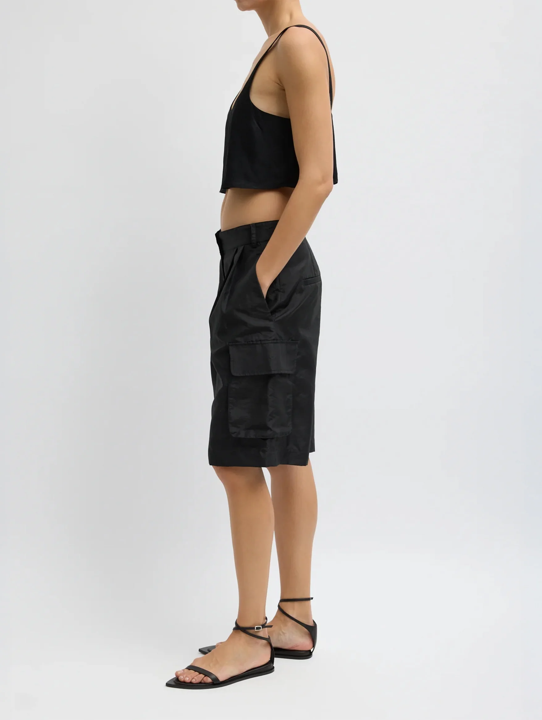 Crispy Nylon Stella Short in Black - Image 2