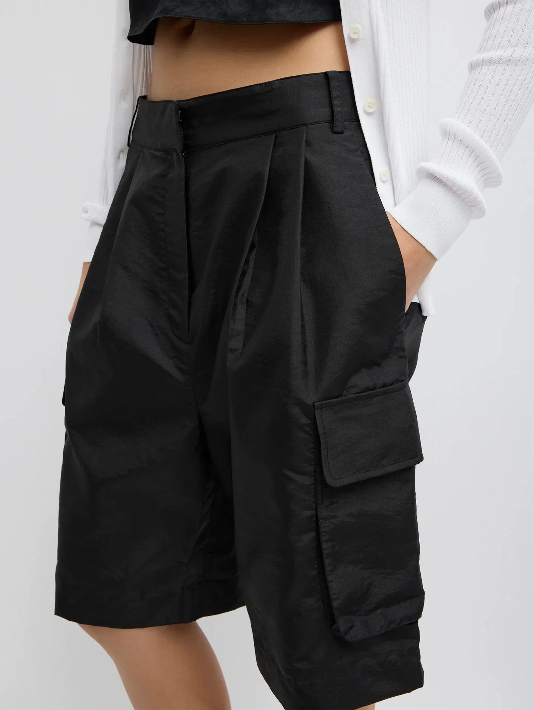 Crispy Nylon Stella Short in Black - Image 3