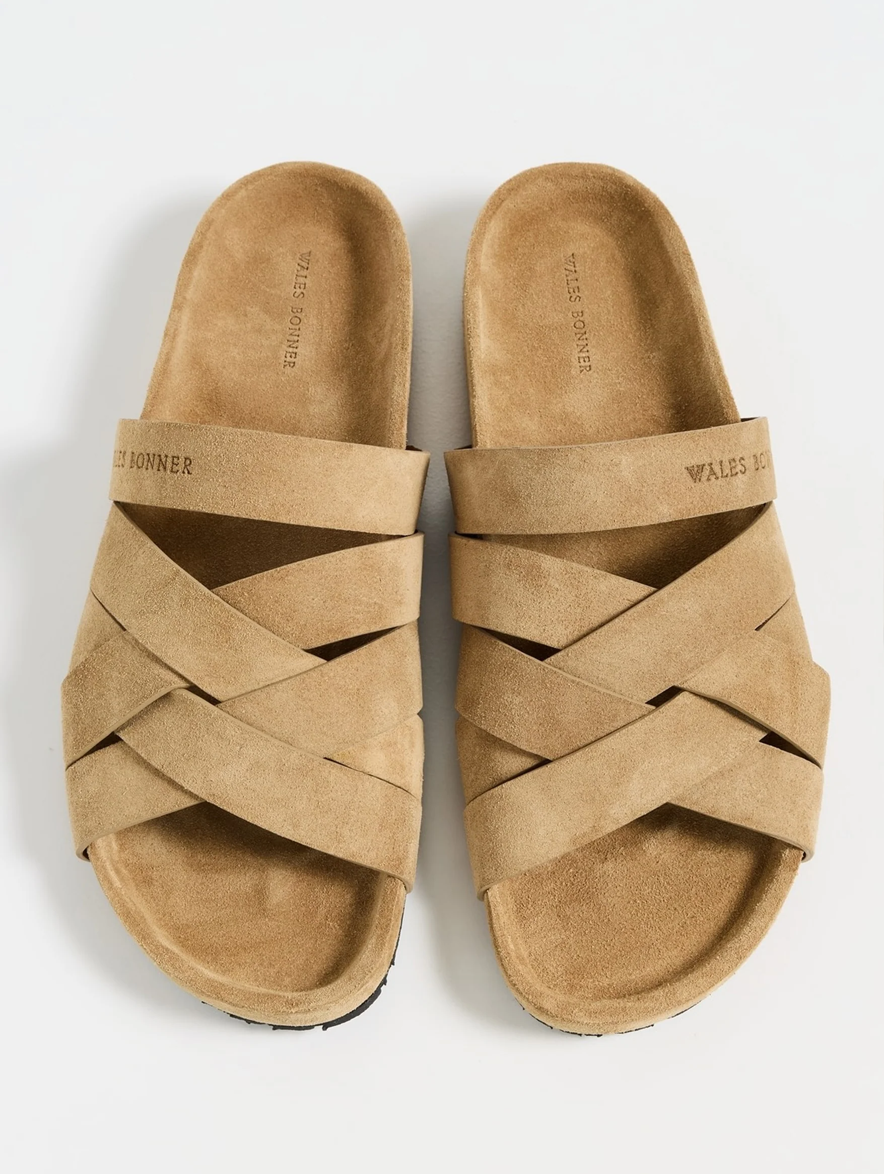 Criss Cross Suede Slides in Sand - Image 3