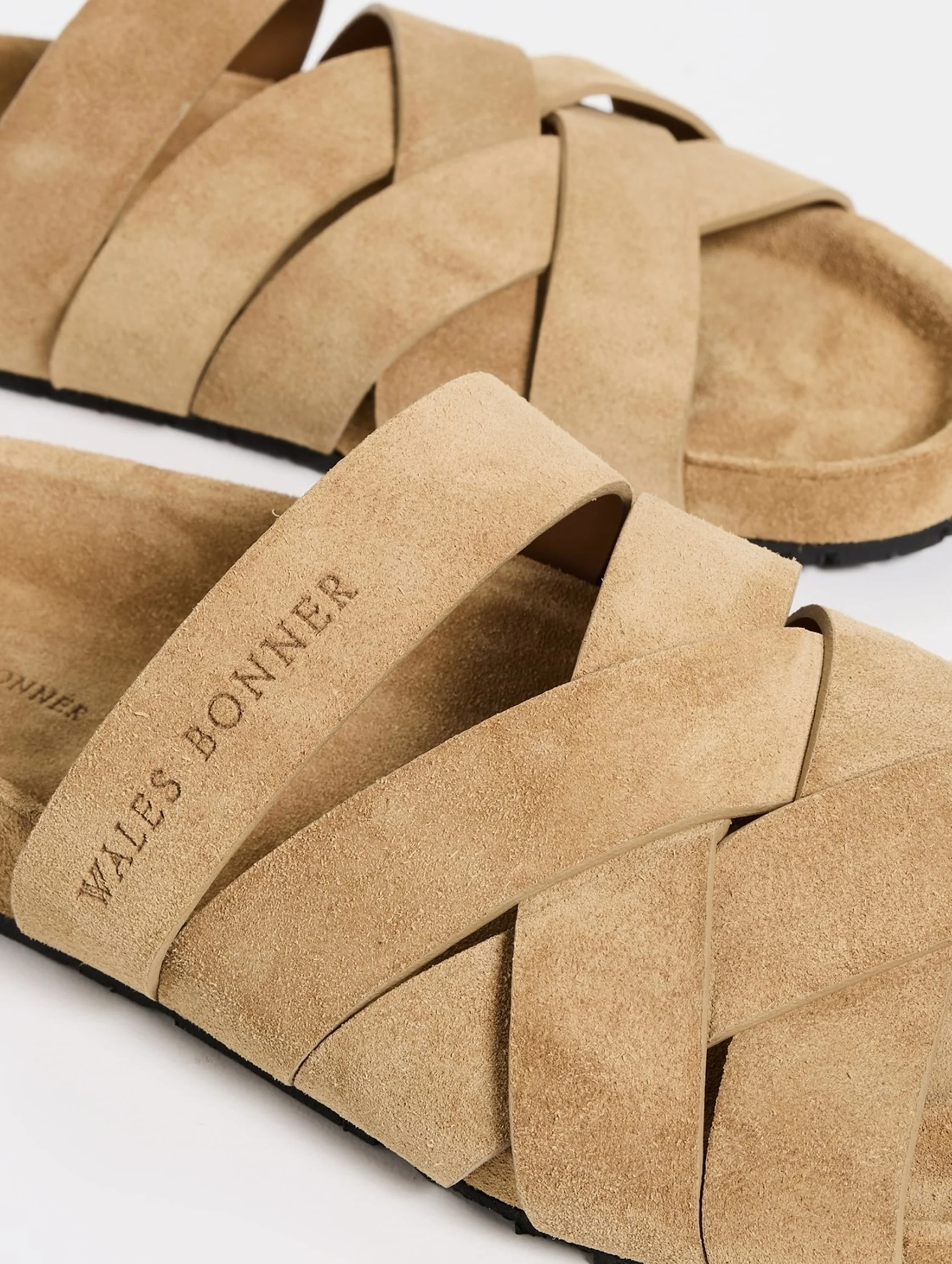 Criss Cross Suede Slides in Sand - Image 4