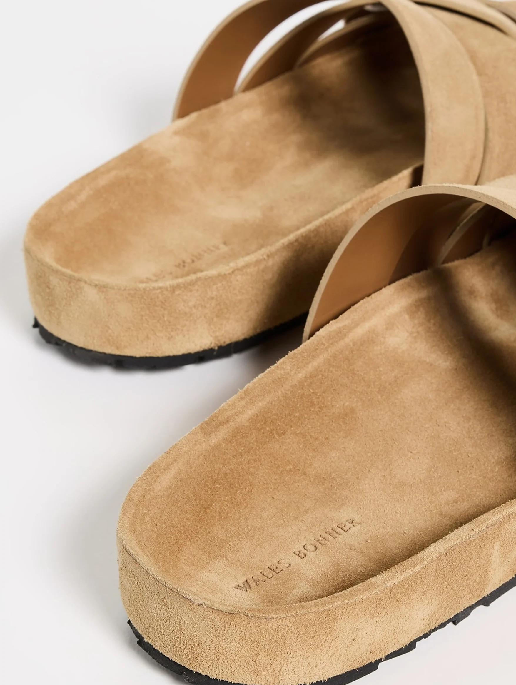 Criss Cross Suede Slides in Sand - Image 5