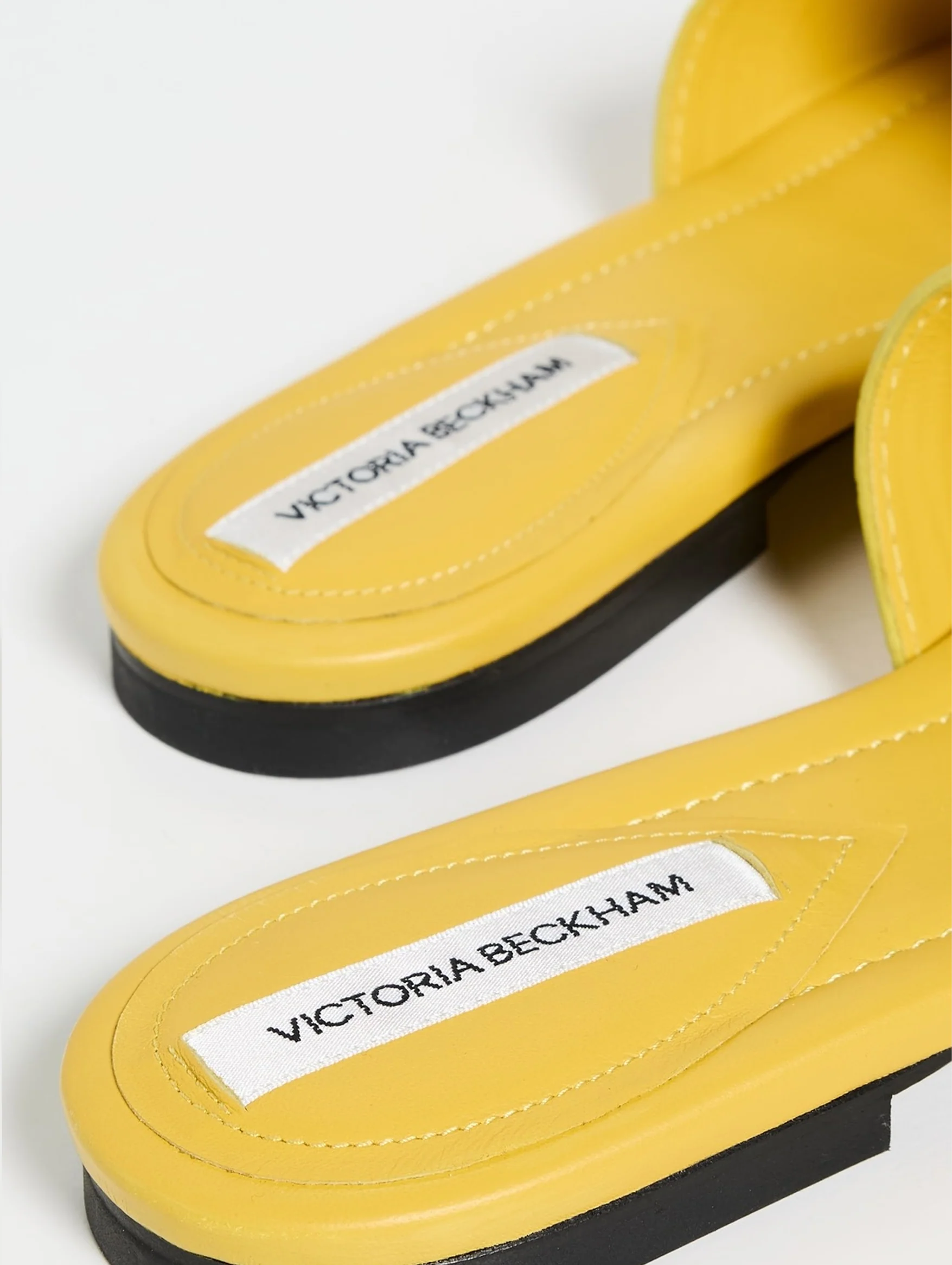 Croc Effect Logo Leather Slides in Yellow - Image 4