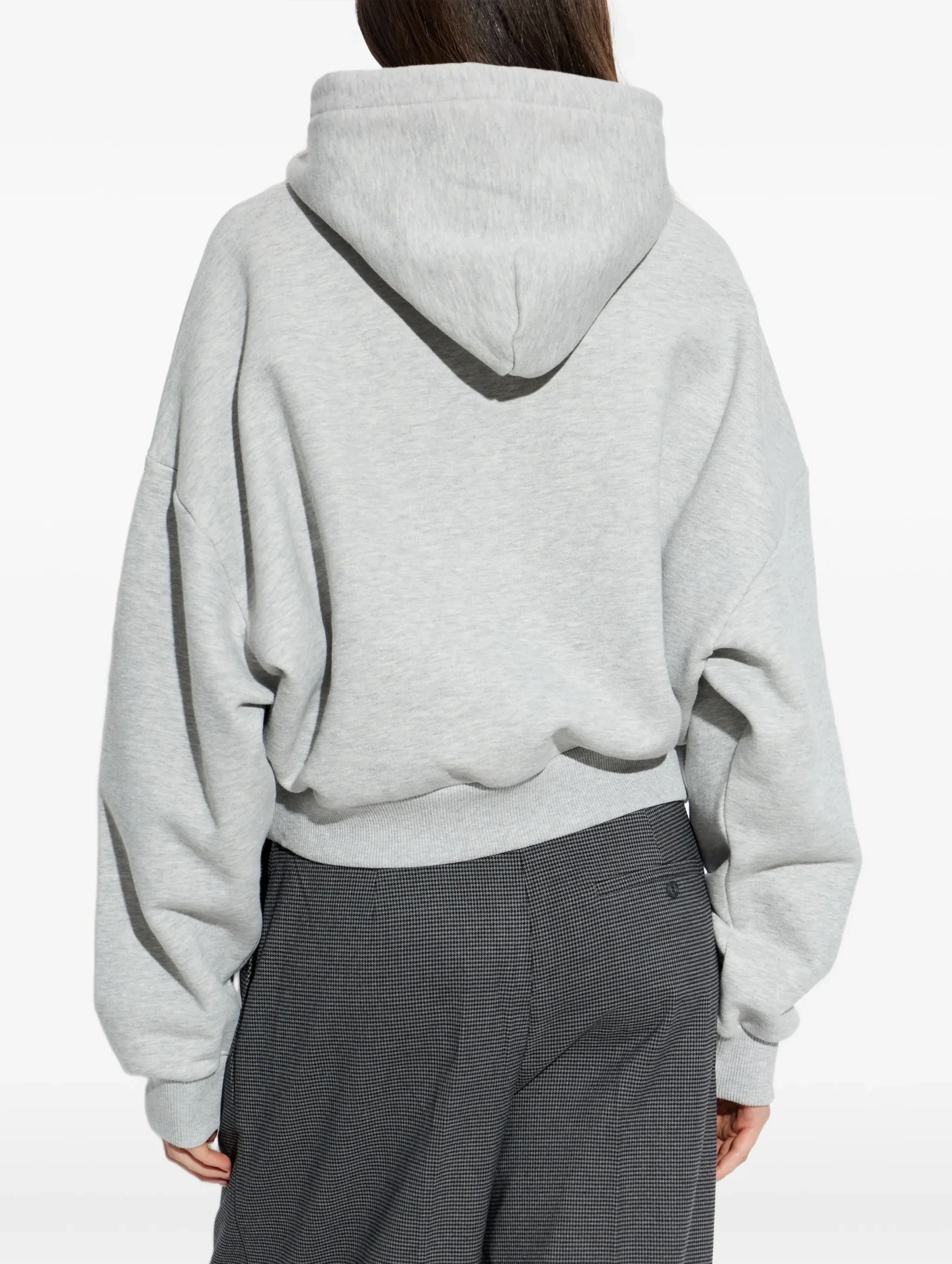 Cropped Box Hoodie in Grey Melange - Image 3
