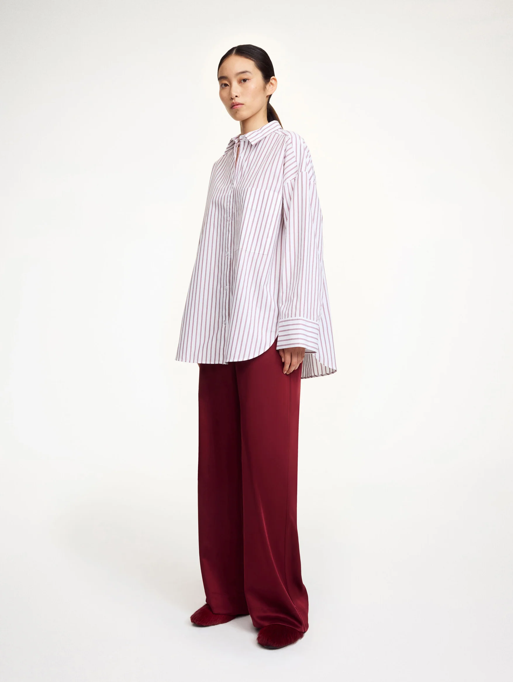Derris Organic Cotton Shirt in Cabernet Stripe - Image 2