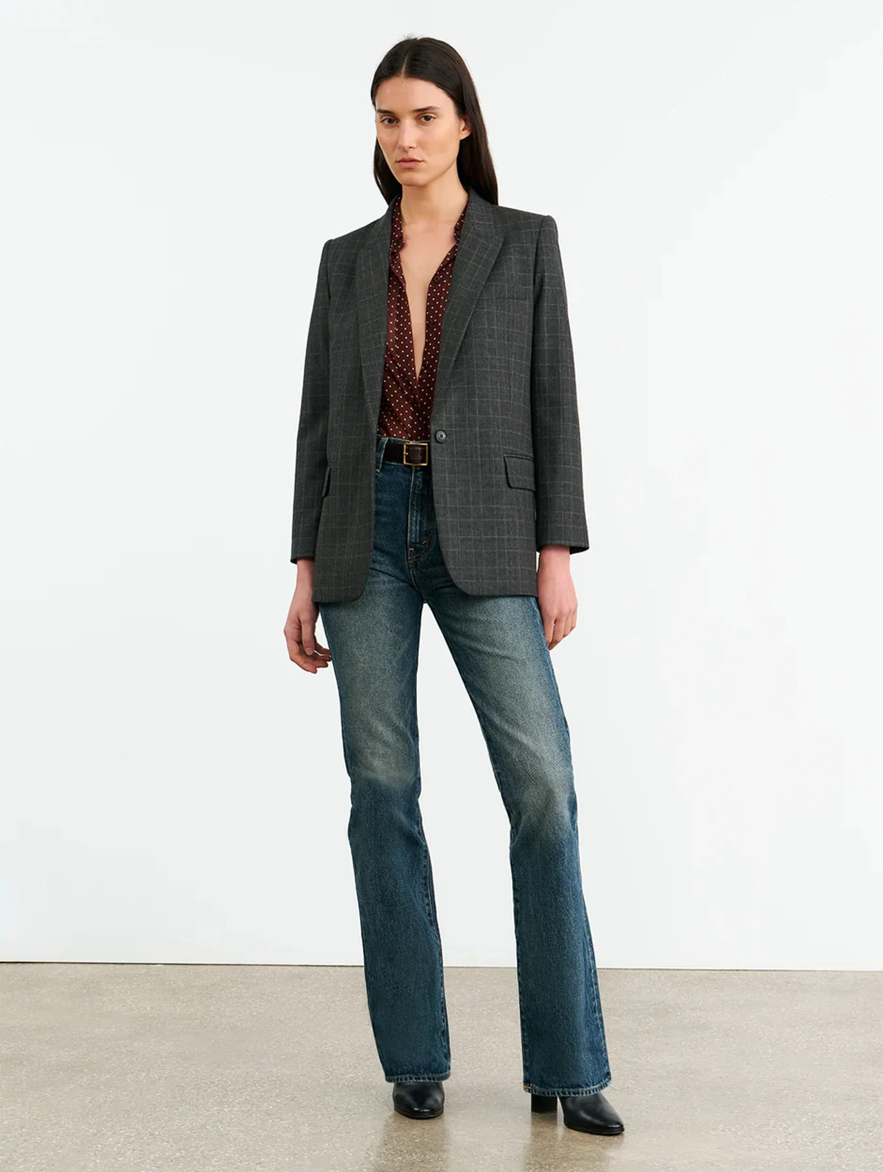 Diane Blazer in Espresso Check - Image 2