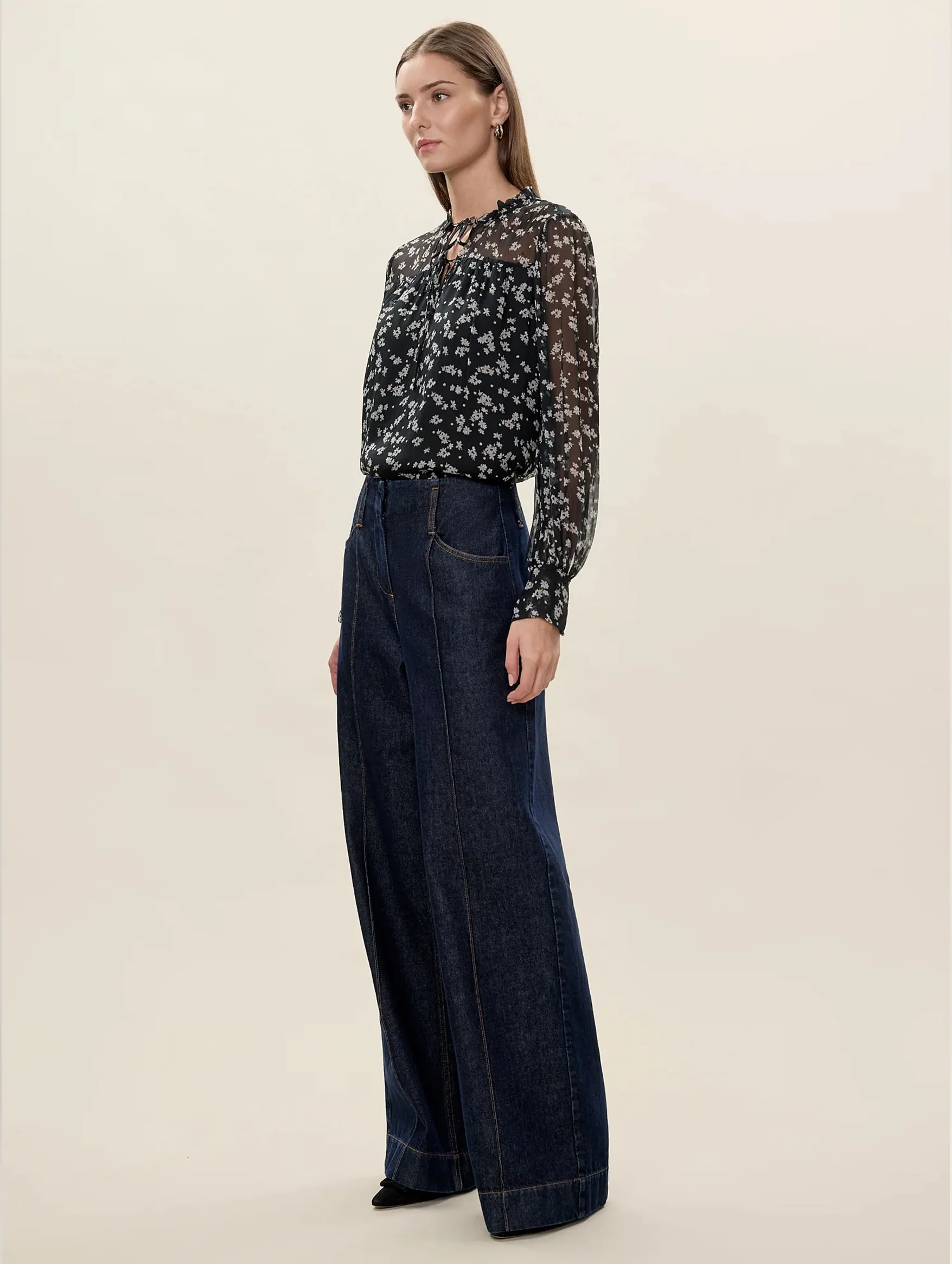 Ditsy Floral Blouse in Black - Image 4
