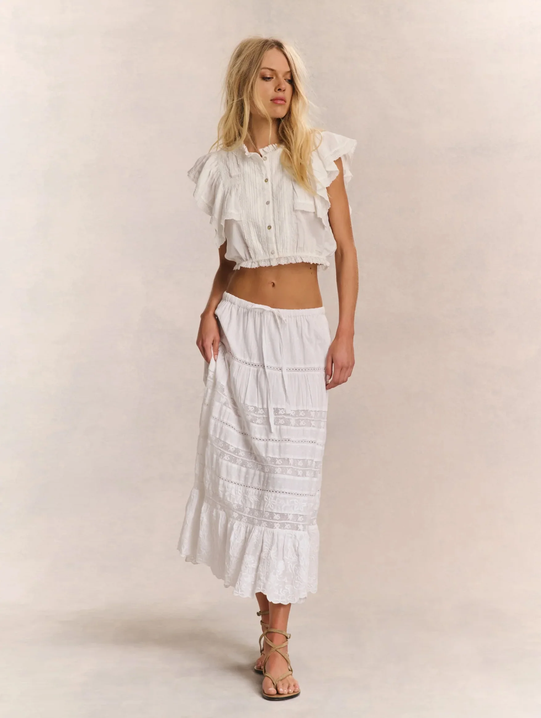 Donna Cotton Skirt in White - Image 2