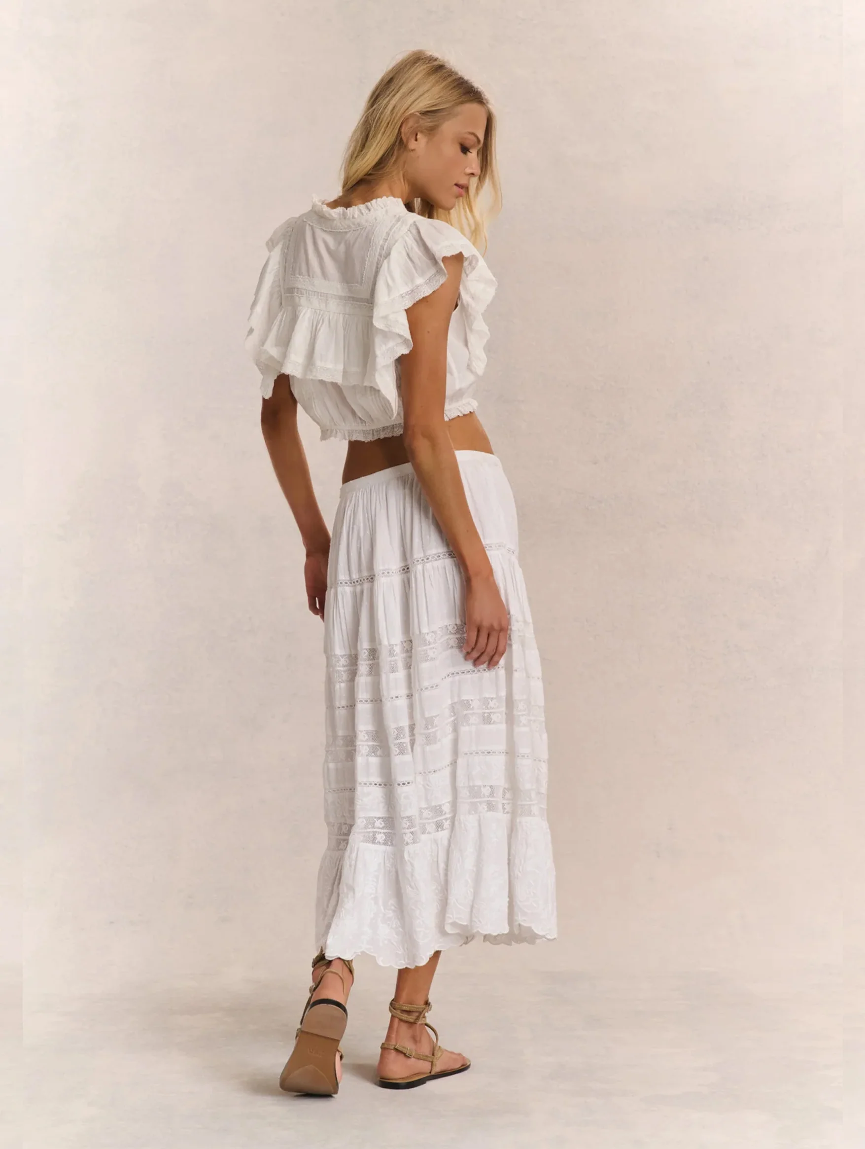 Donna Cotton Skirt in White - Image 4