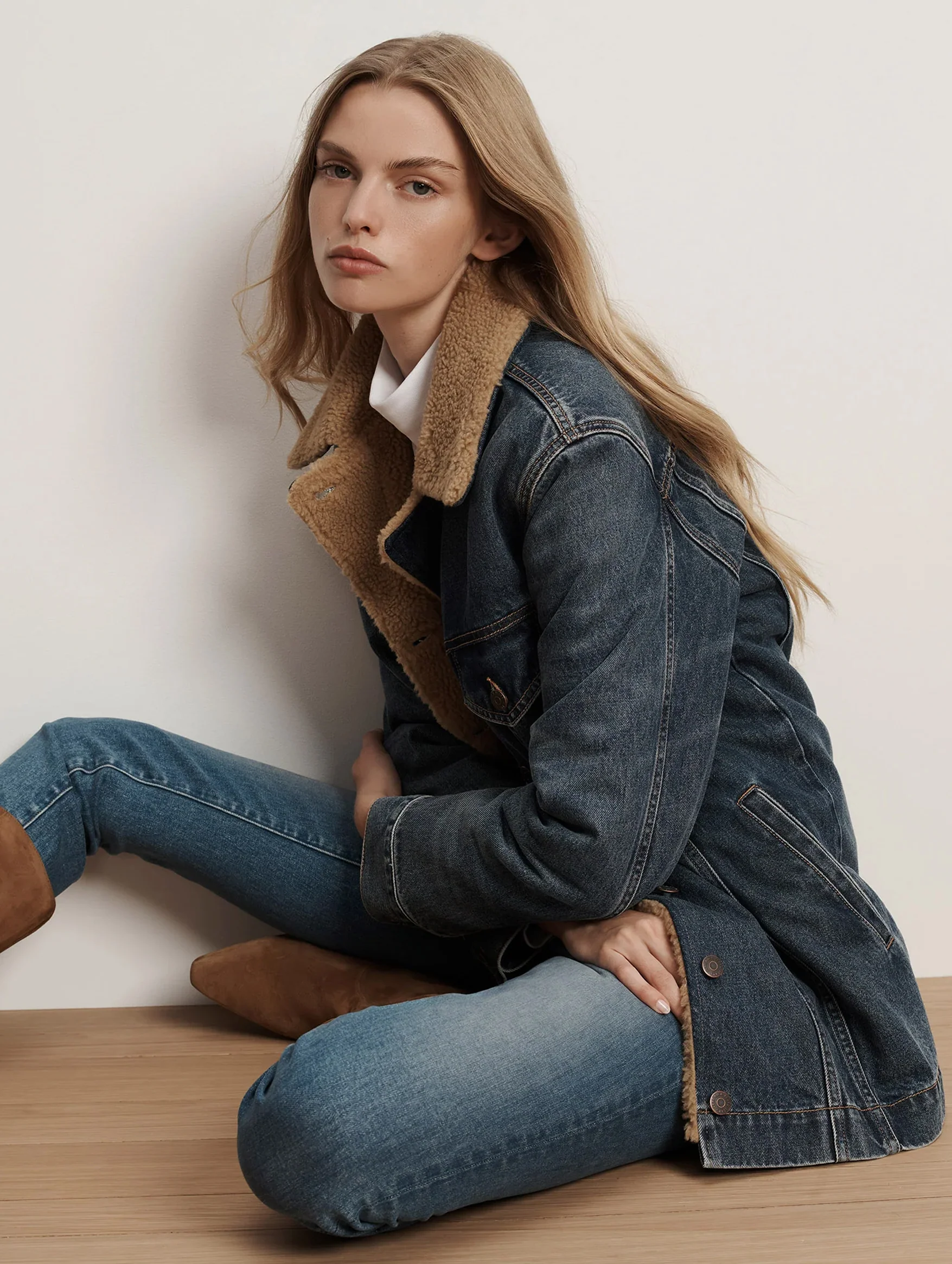 Donna Sherpa Denim Jacket in City Lights - Image 3