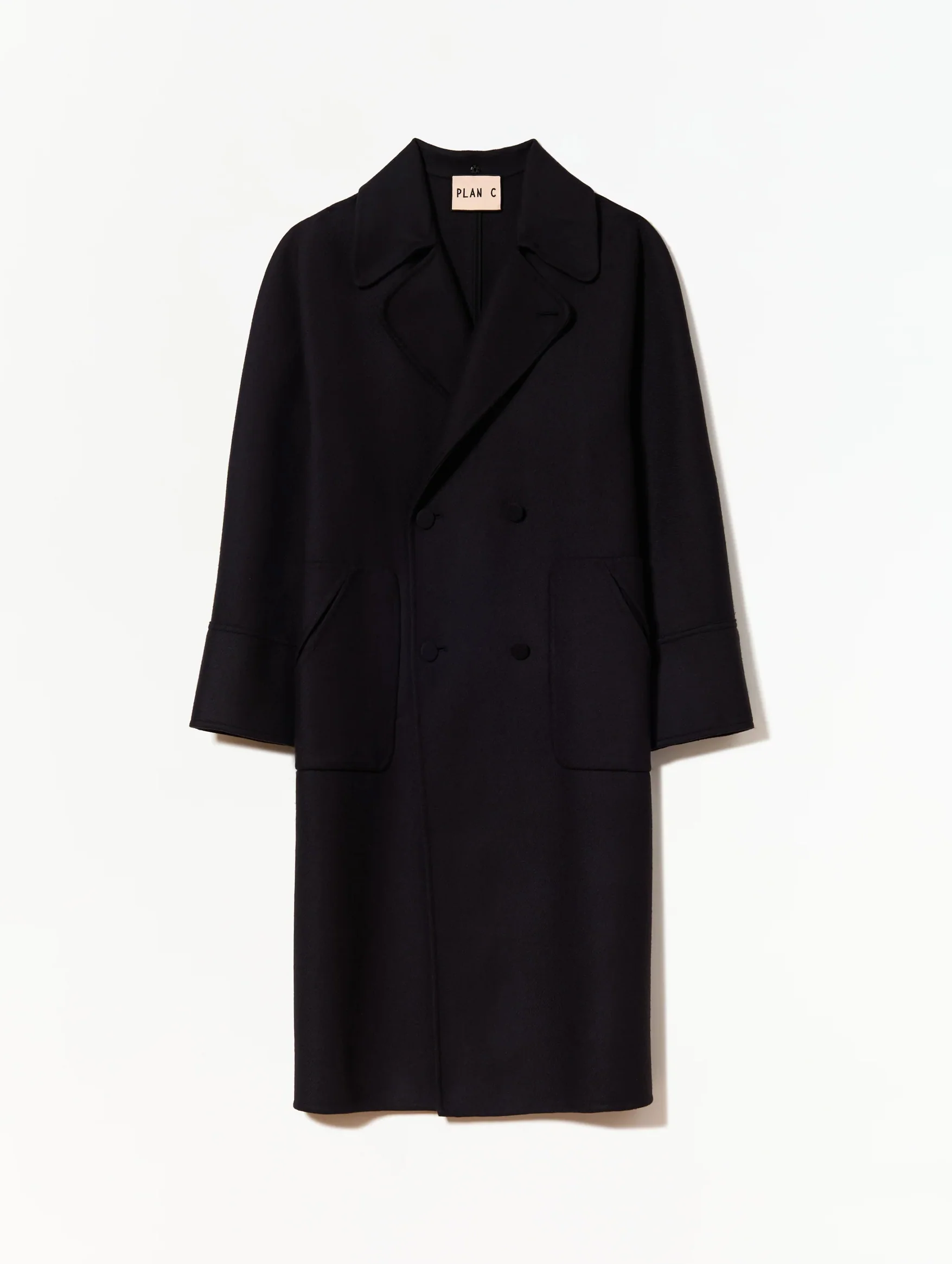 Double Breasted Wool Coat in Blue Black - Image 7