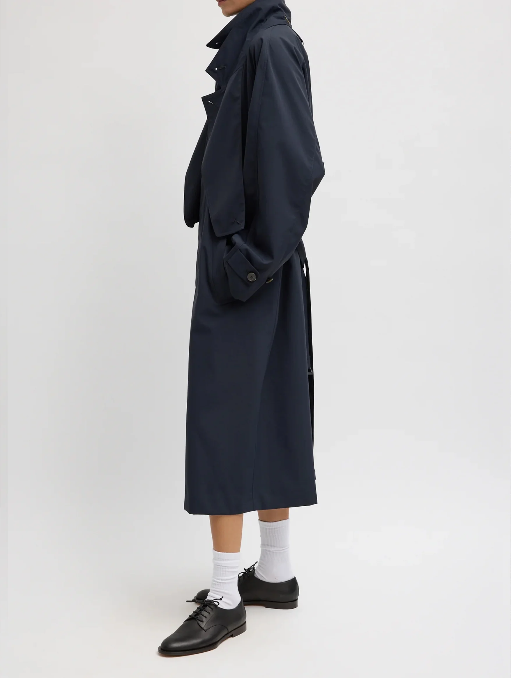 Double Collar Frank Trench in Navy - Image 3