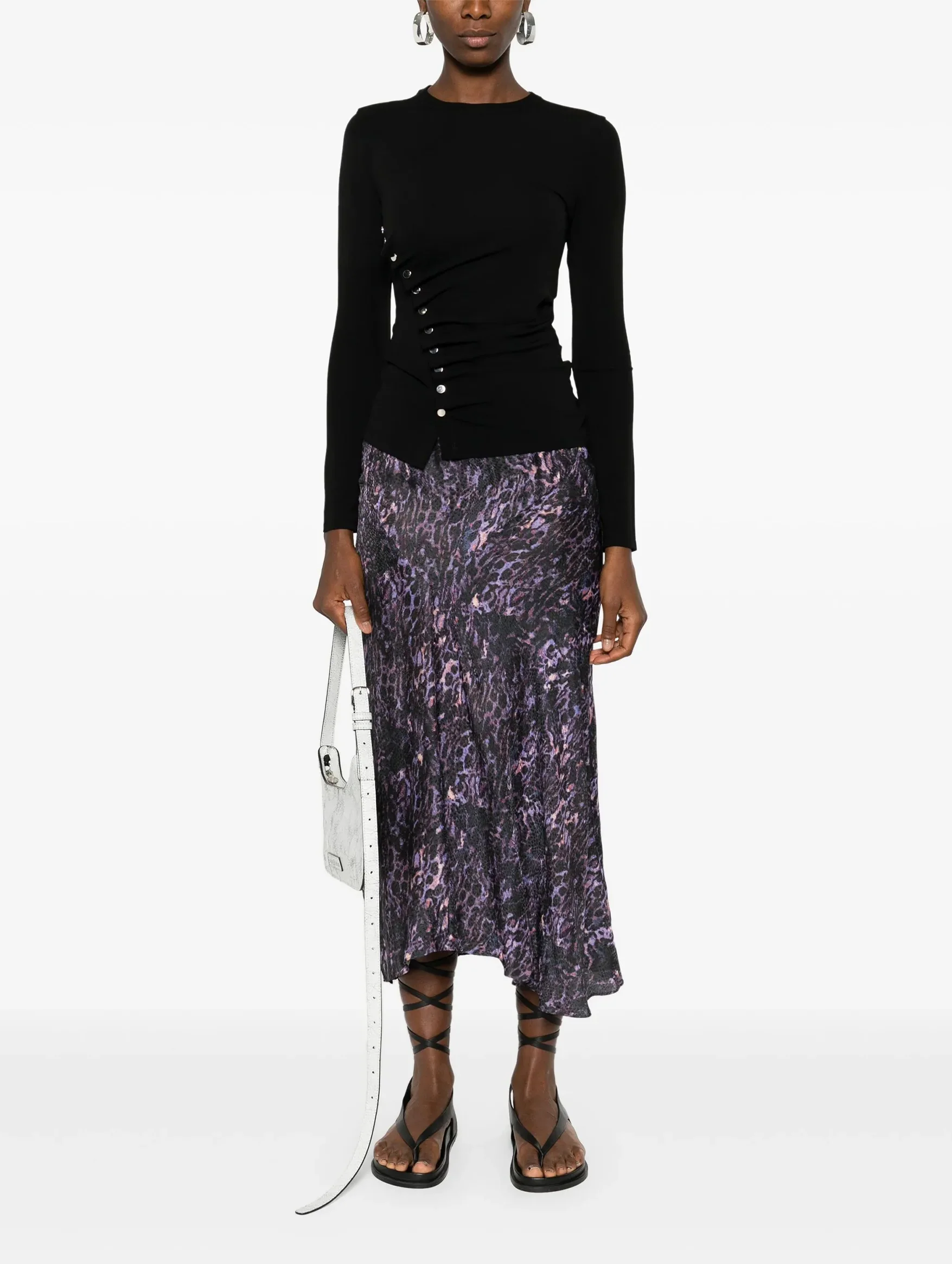 Drape Jersey Top in Black - Image 2