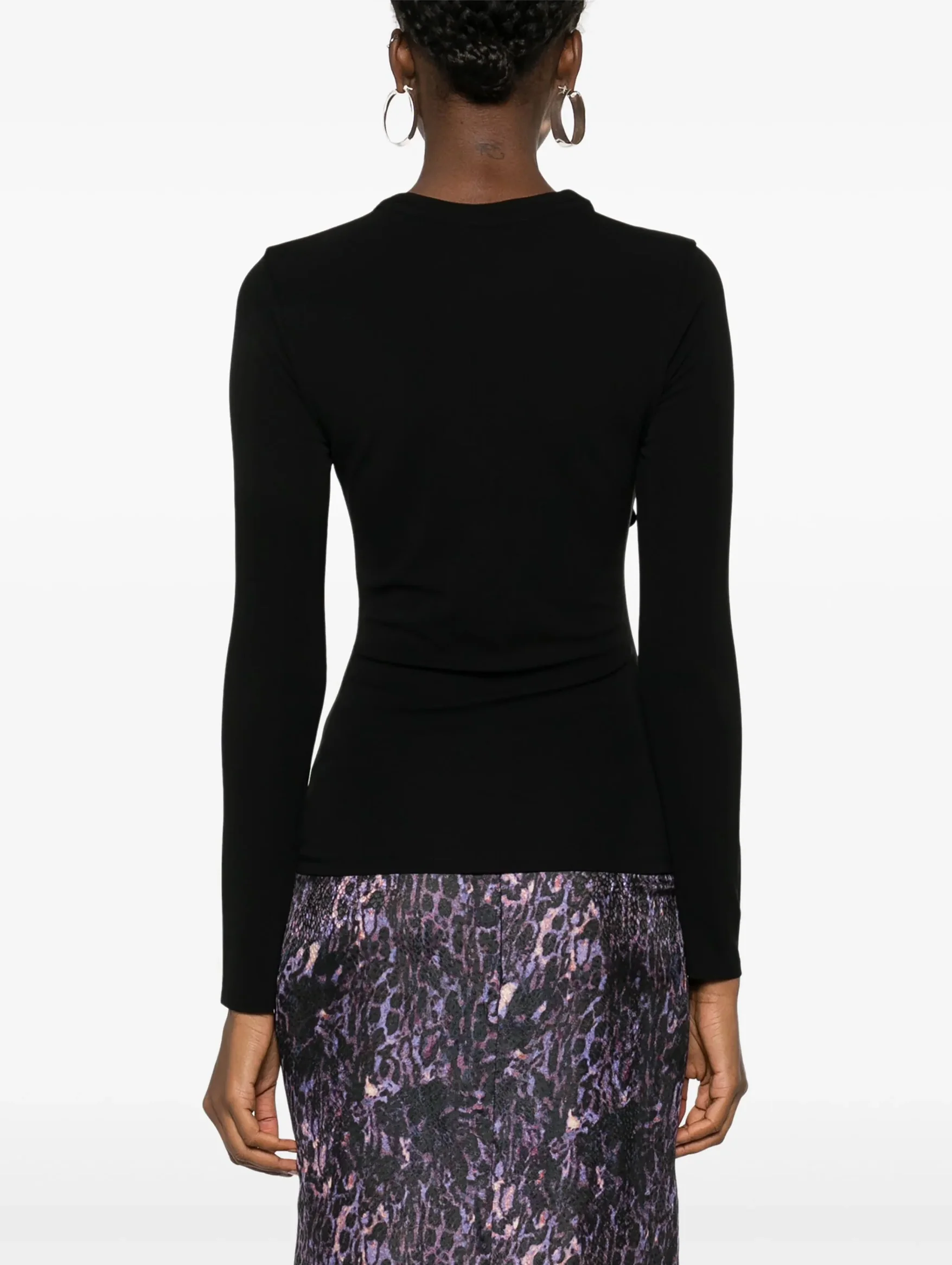 Drape Jersey Top in Black - Image 4