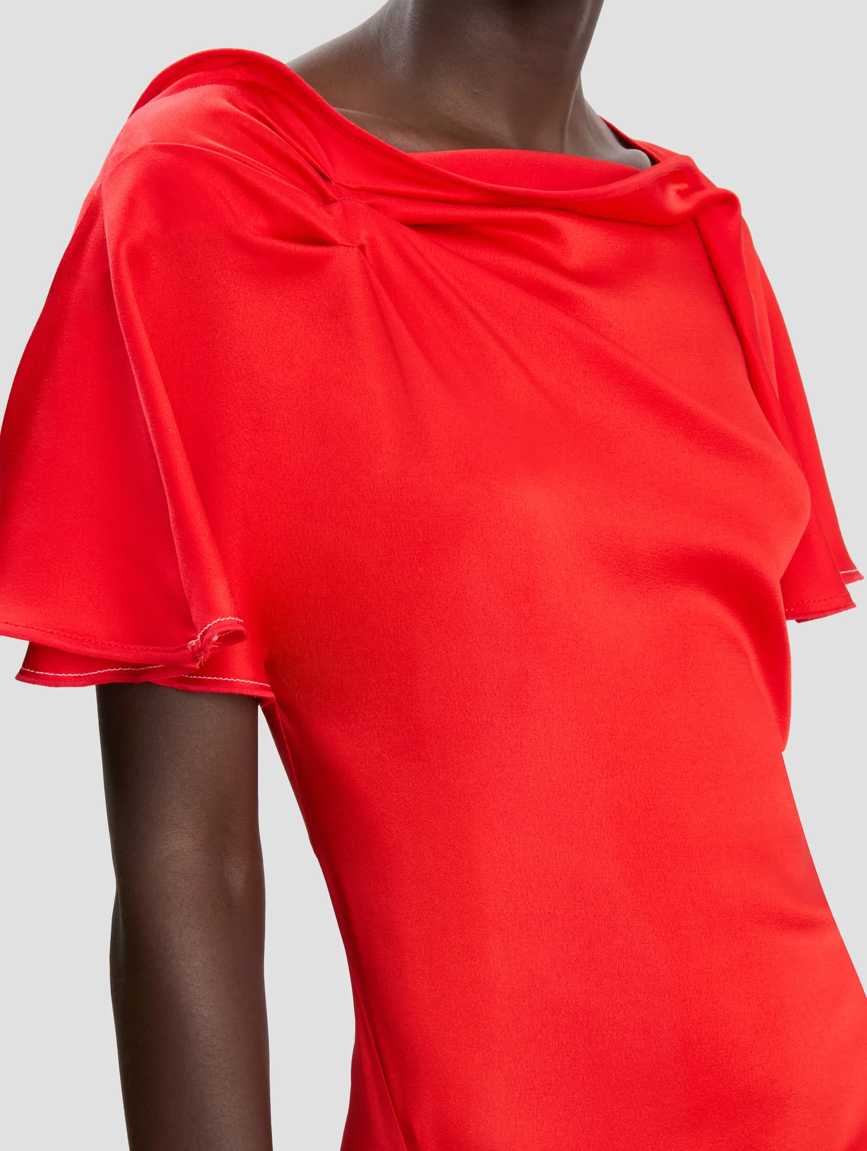 Draped Cap Sleeve Dress in Cayenne - Image 4