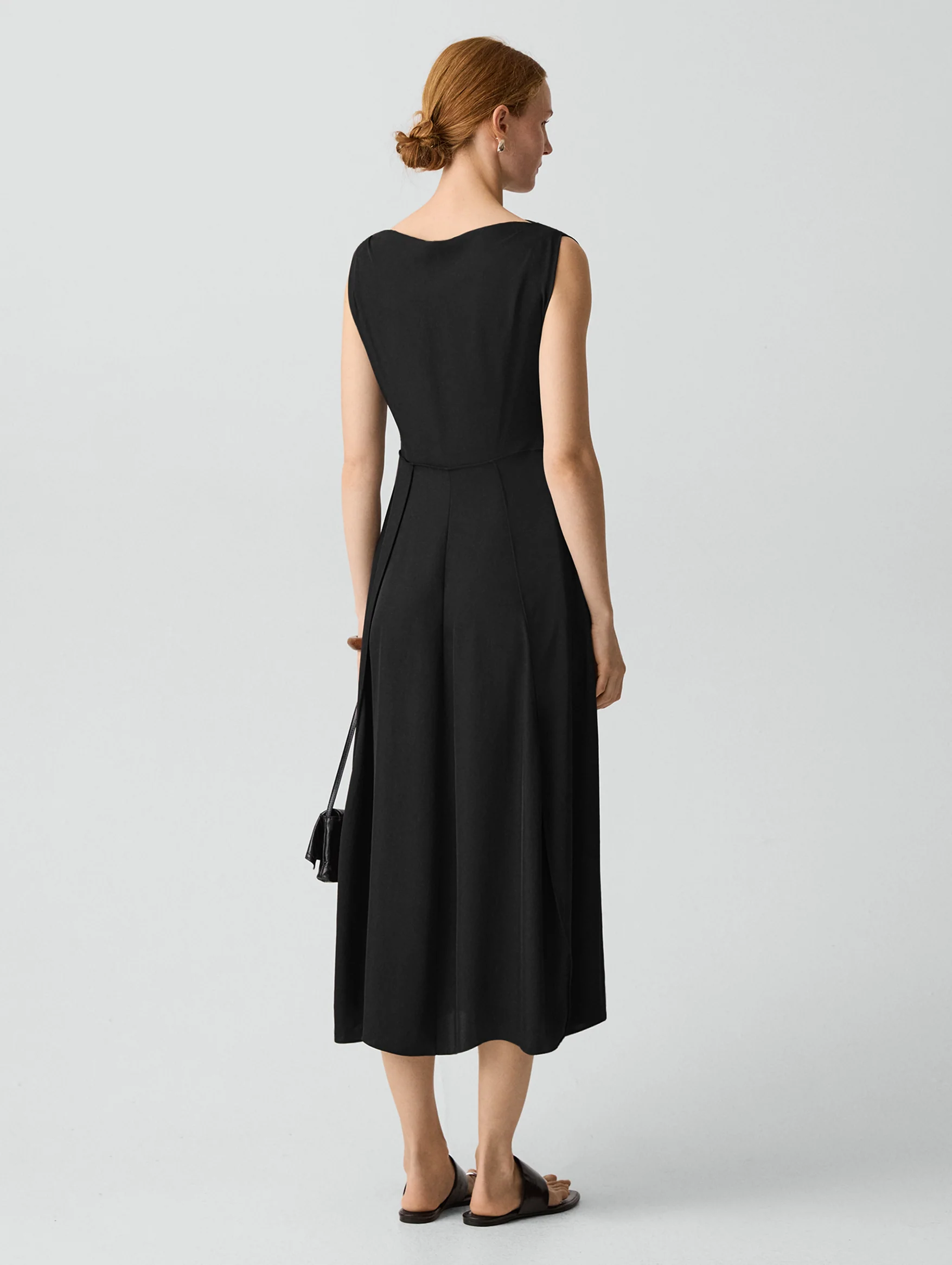 Draped Midi Dress in Black - Image 3