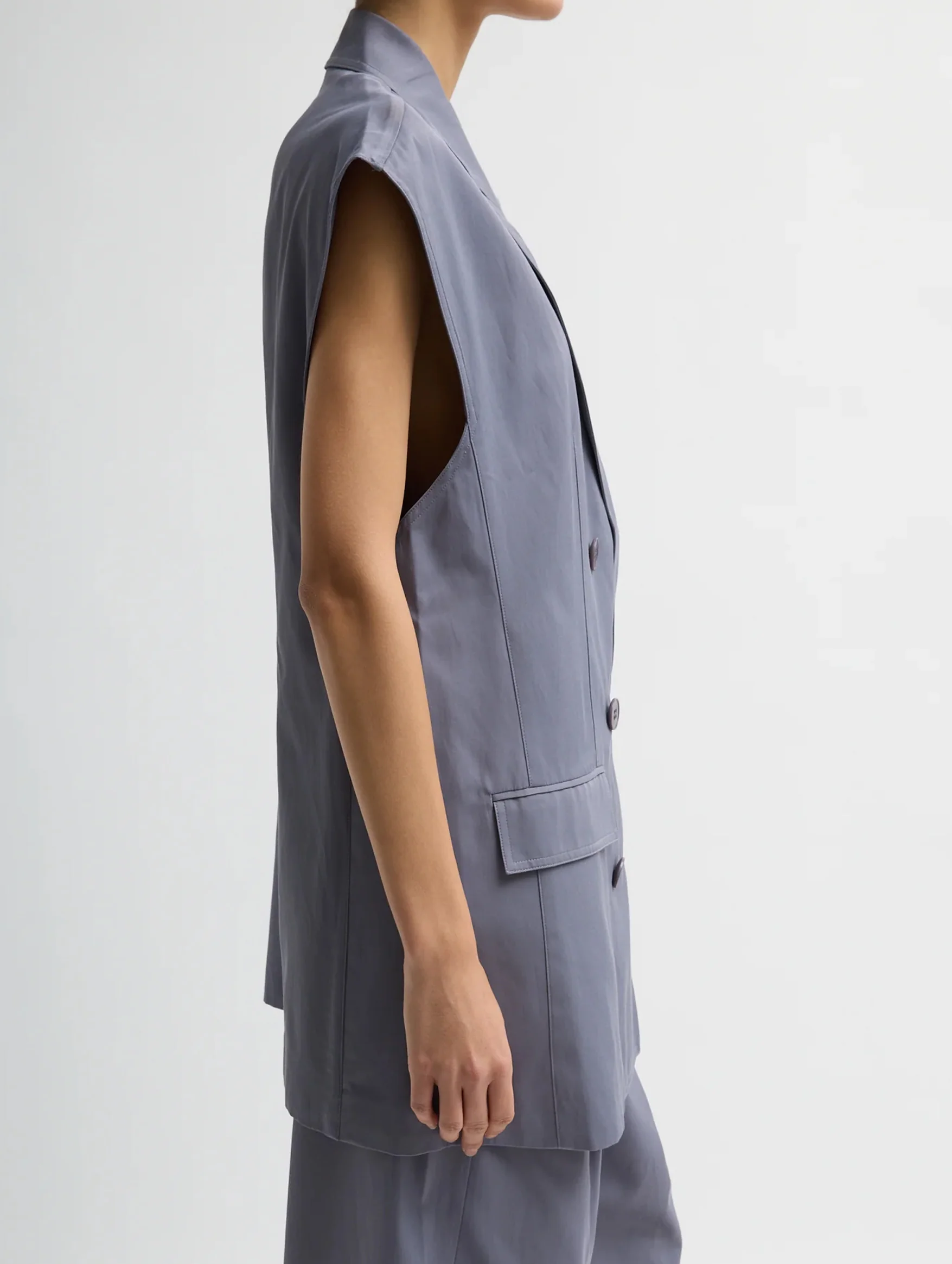 Drapey Suiting Oversized Double Breasted Vest in Deep Violet - Image 5