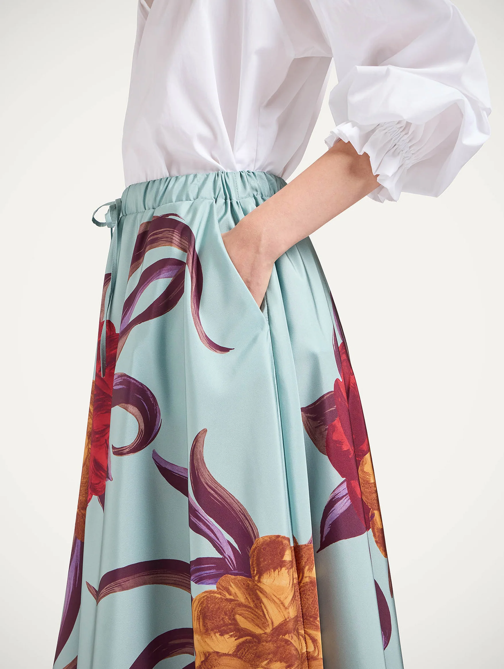 Drawstring Skirt in Peony Placée - Image 4