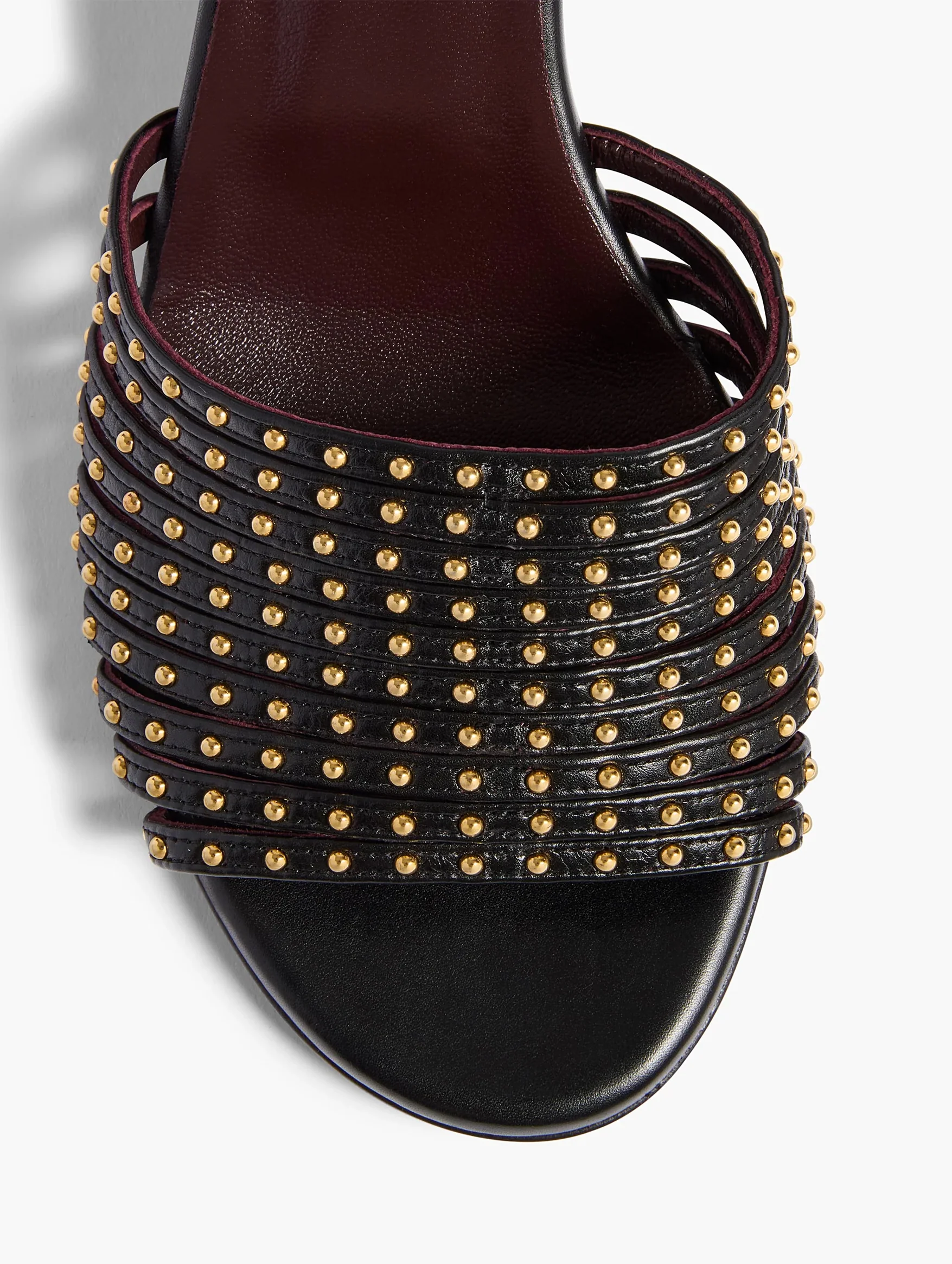 Drew Sandal in Black Leather with Gold Studs - Image 4