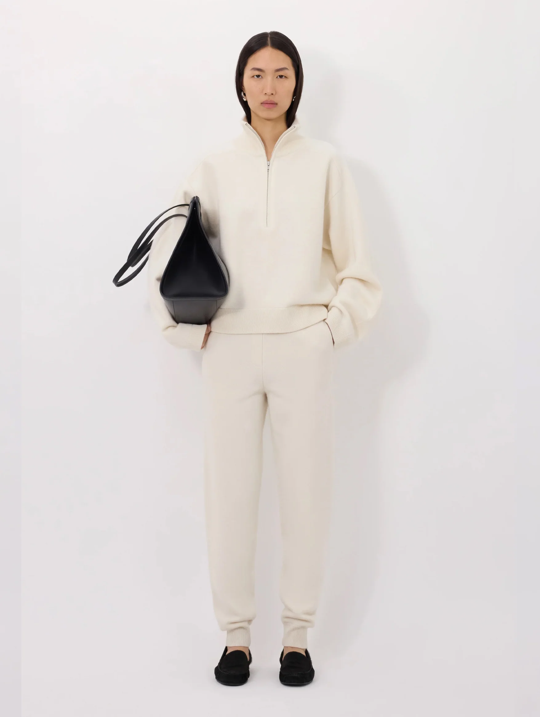 Dries Cashmere Stand Collar Sweater in Ivory - Image 2