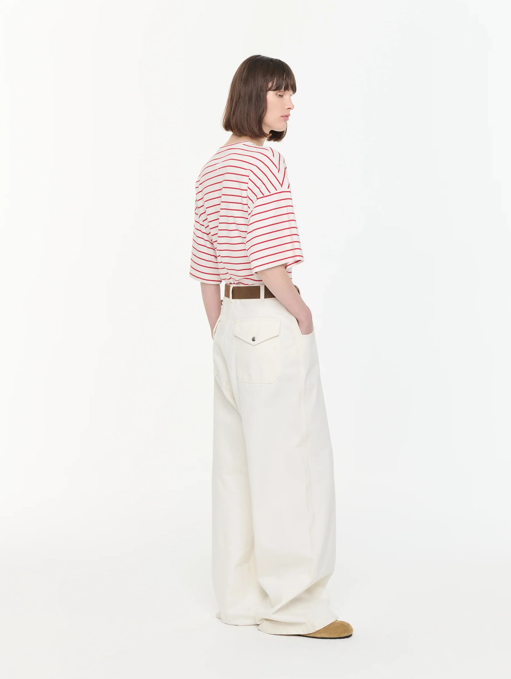 Drill Cargo Pants with Belt in Butter - Image 4