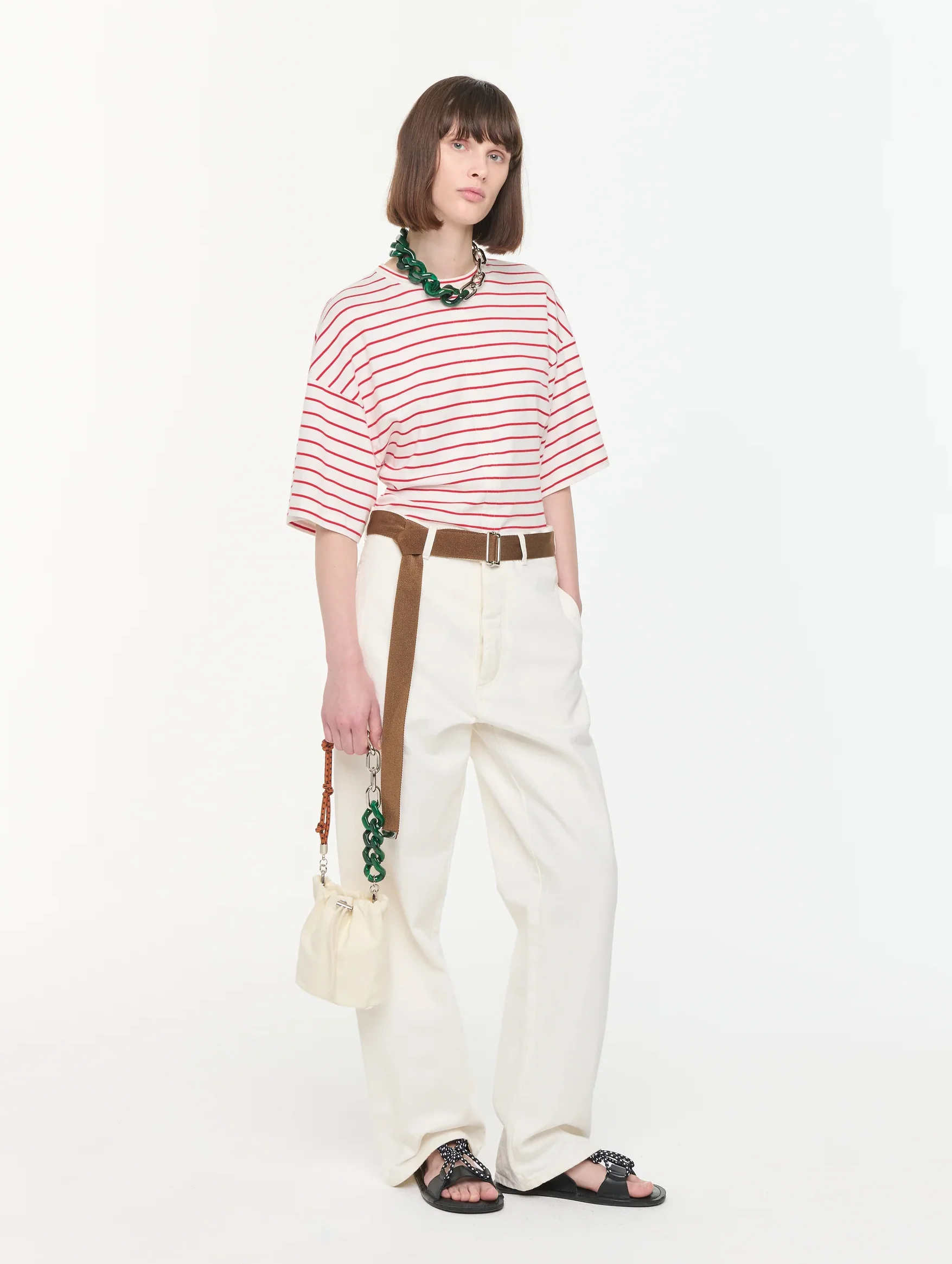 Drill Straight Leg Pant with Belt in Butter - Image 2